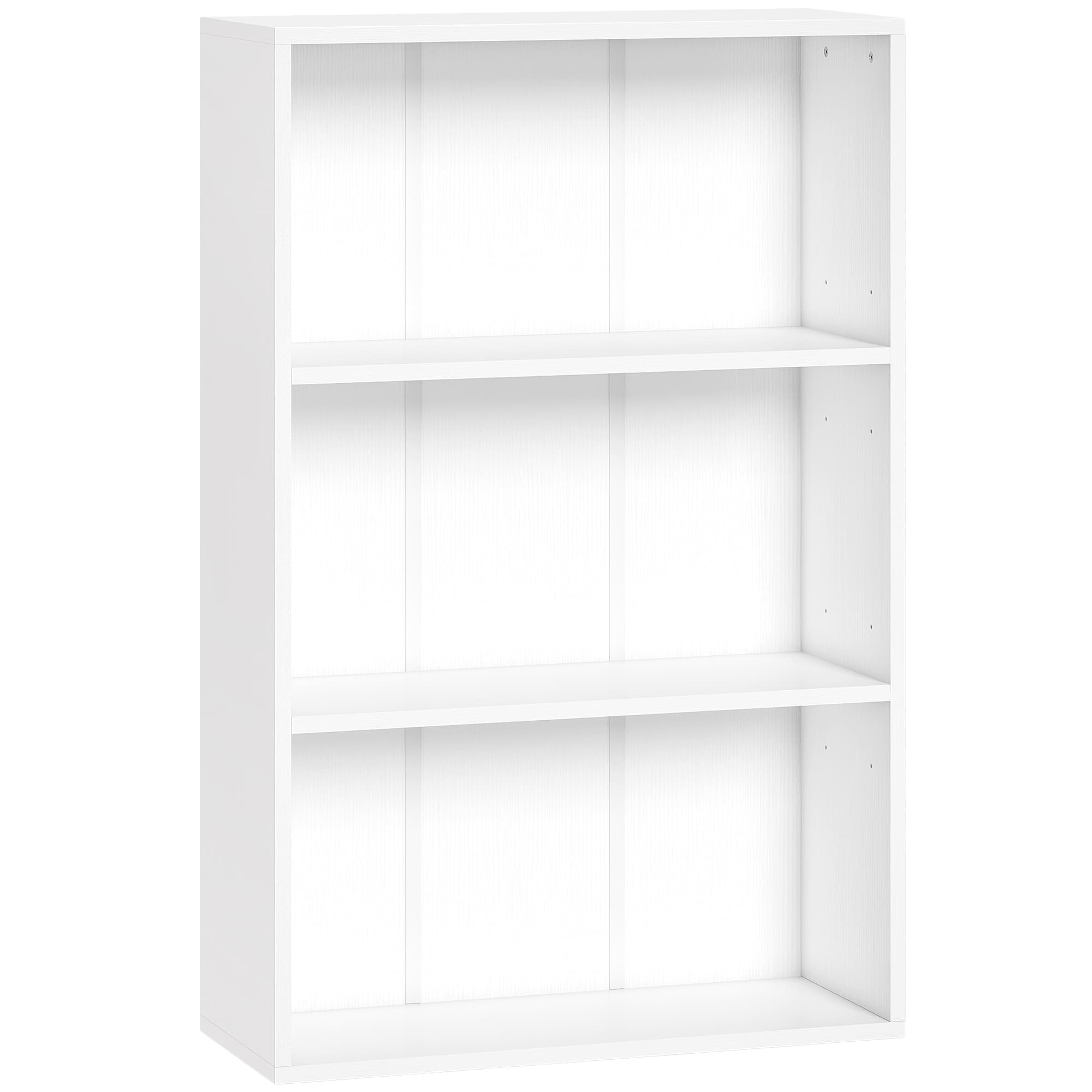 HOMCOM Bibliothèque étagère de rangement avec 3 compartiments et étagère réglable, 60 x 24 x 93 cm, blanc