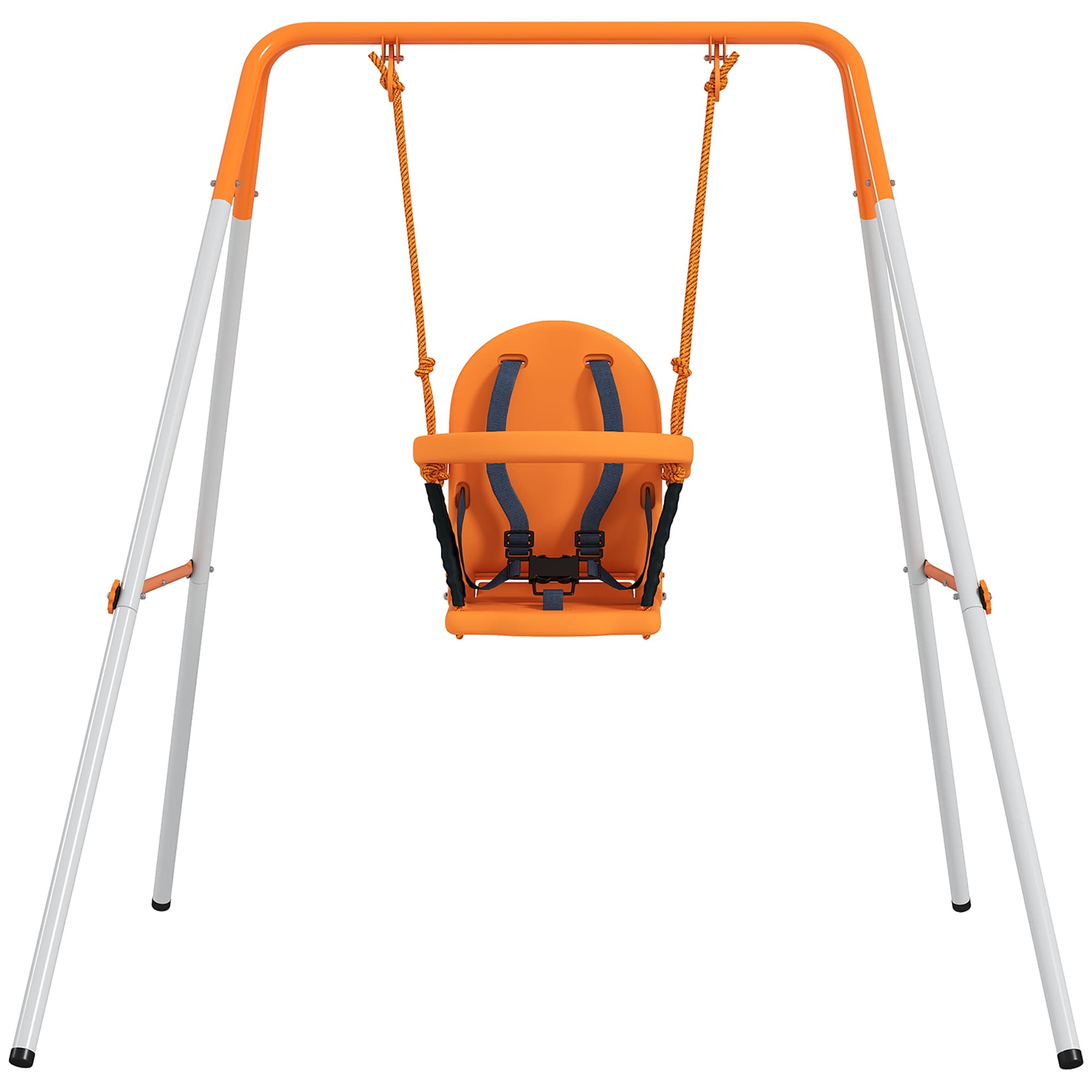 Outsunny Balançoire portique pour enfants de 6 à 36 mois capacité de charge de 25 Kg en acier hauteur 122 cm orange