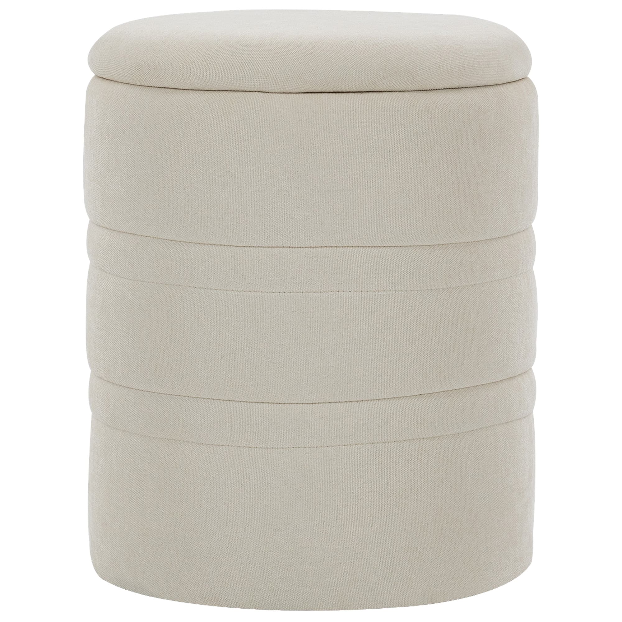 HOMCOM Pouf de Rangement en Chenille avec Couvercle, Tabouret Rond pour Salon et Chambre, Beige