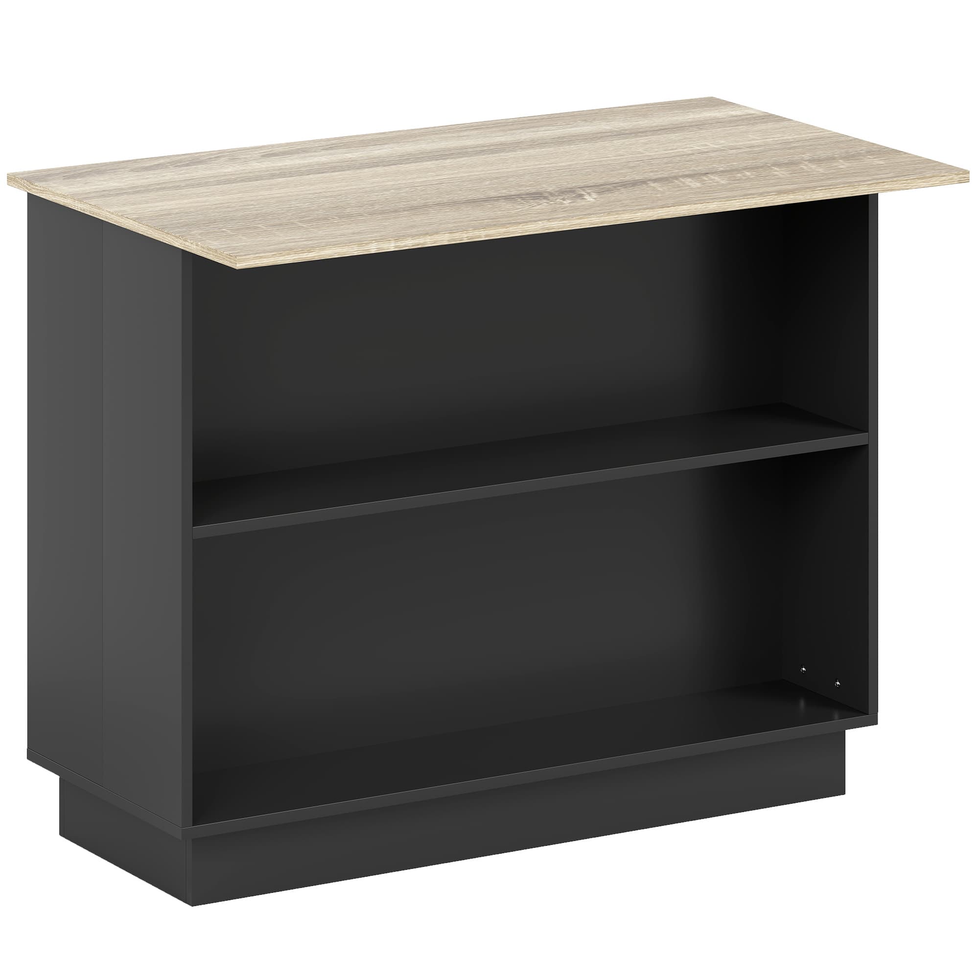 HOMCOM Desserte îlot de cuisine étagère réglable 2 compartiments ouverts 2 placards plan de travail effet bois 105 x 60 cm noir