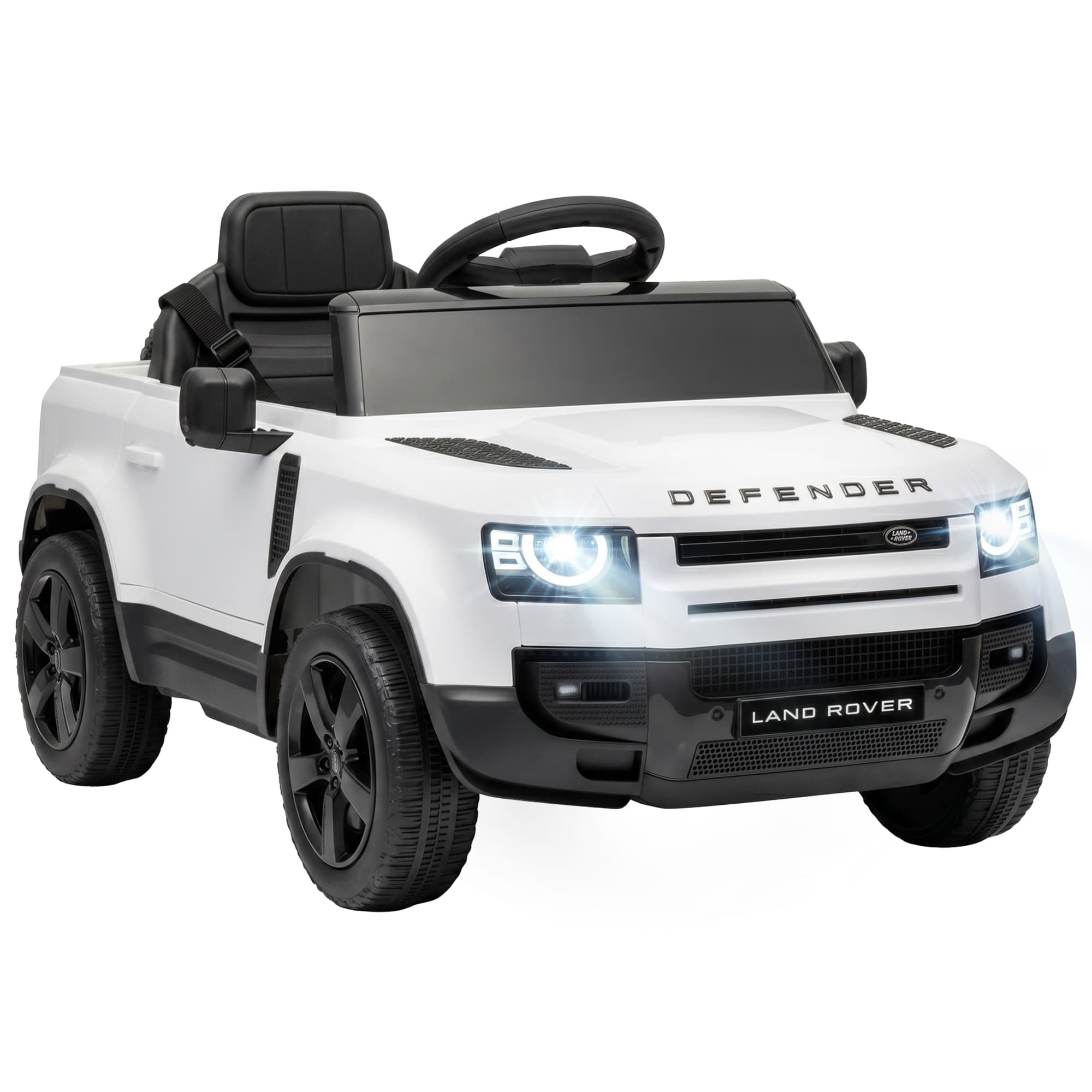 AIYAPLAY Voiture Électrique SUV pour Enfants Land Rover Defender 12 V Télécommande Suspension Démarrage Progressif 2,7-4,5 km/h Blanc