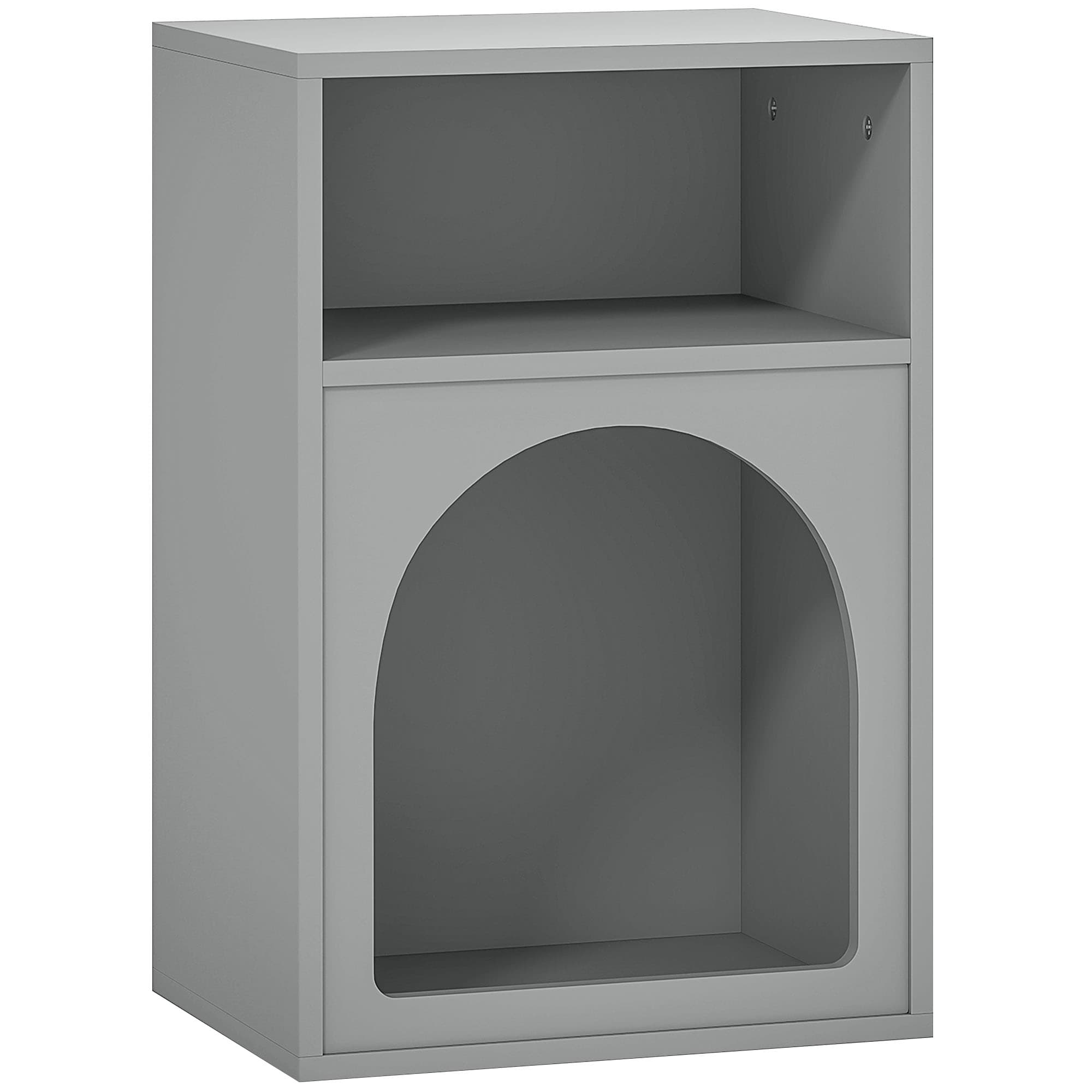 HOMCOM Table de chevet étroite avec 2 compartiments ouverts Design en forme d'arche 40x30x60 cm Gris