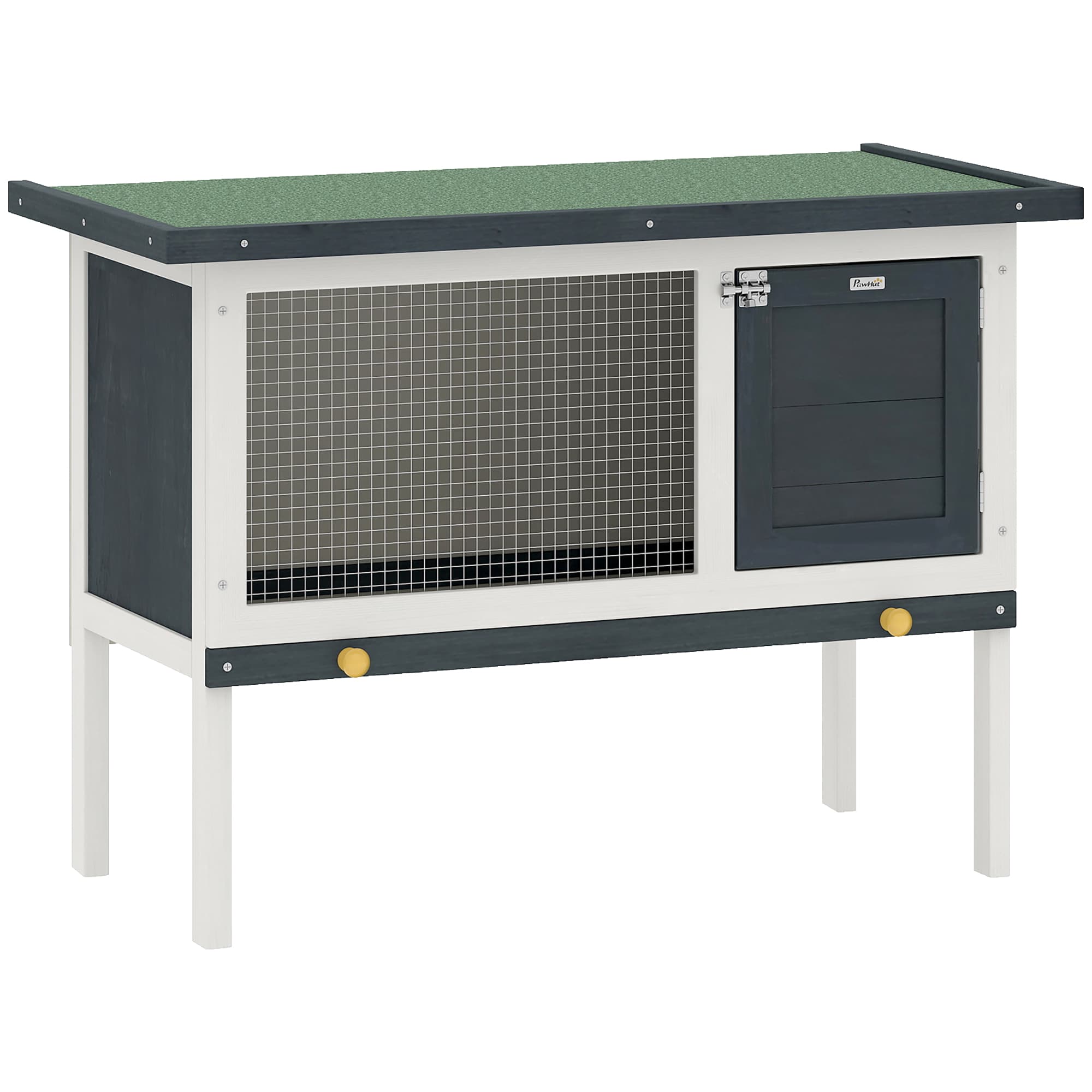 PawHut Clapier sur pied cage à lapin avec niche intérieur toit ouvrant porte verrouillable 90 x 45 x 65 cm noir blanc