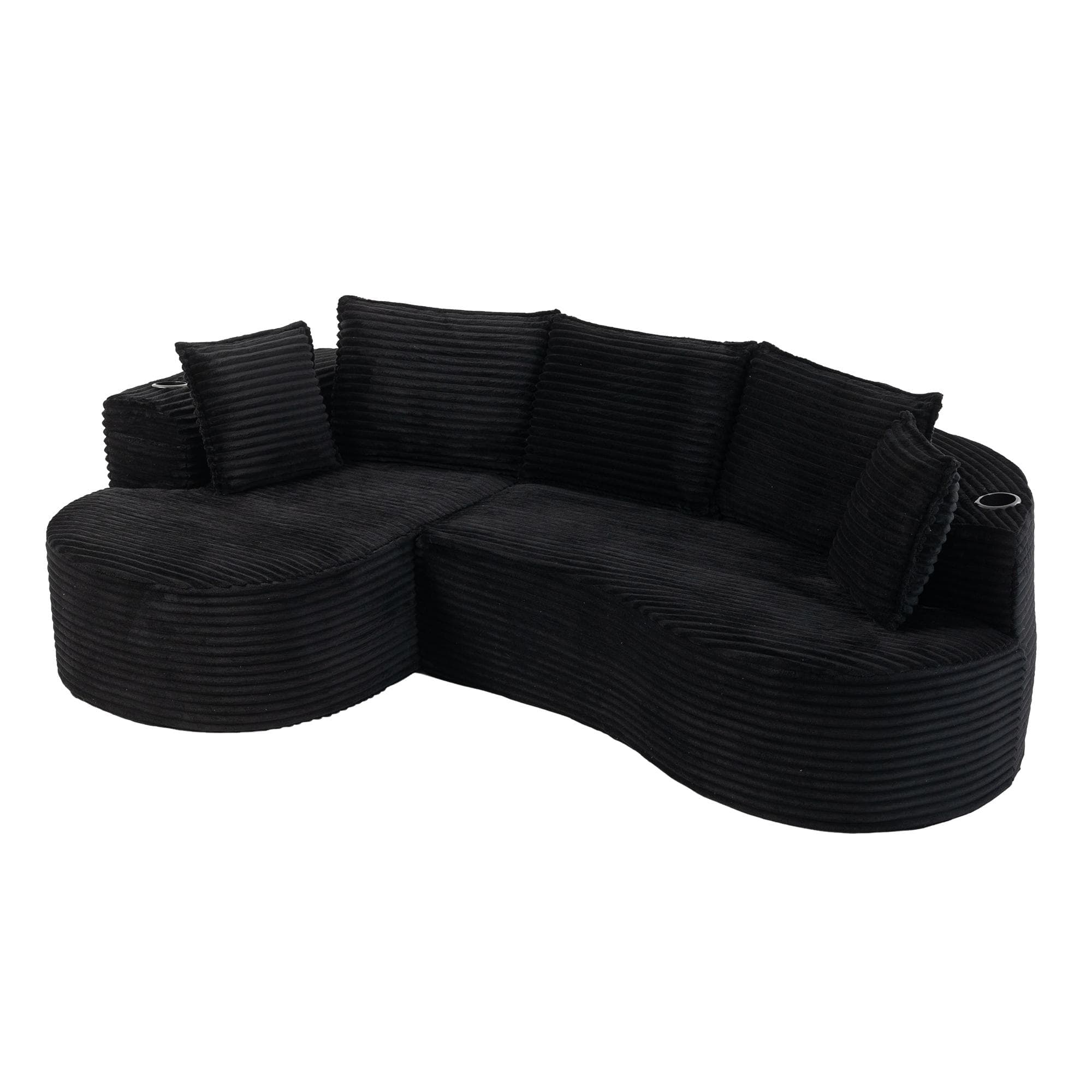 Bogesofa en velours côtelé, Noir Aosom France
