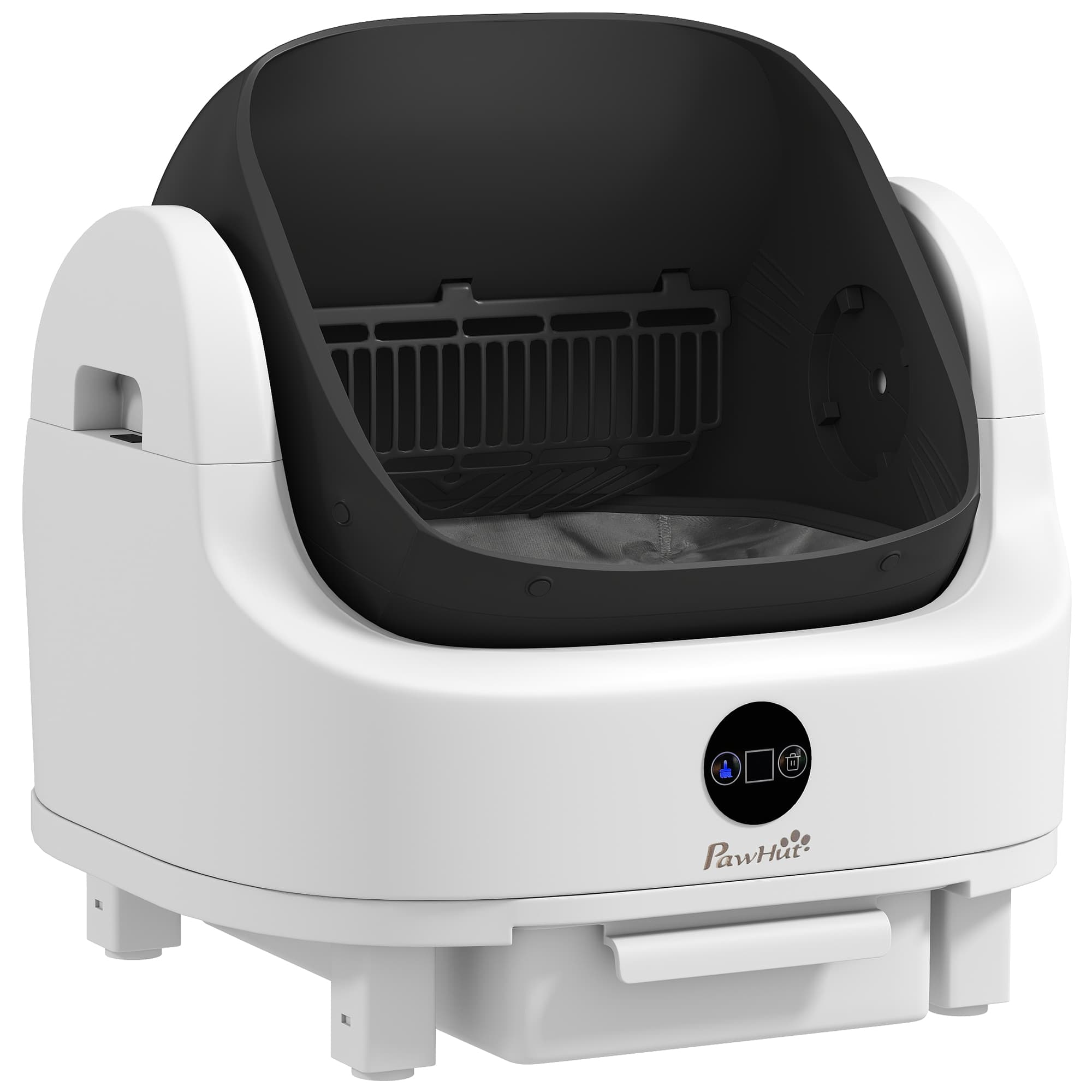 PawHut Litière chat autonettoyante bac à litière pour chat automatique ouvert isolation des odeurs/protection de sécurité blanc