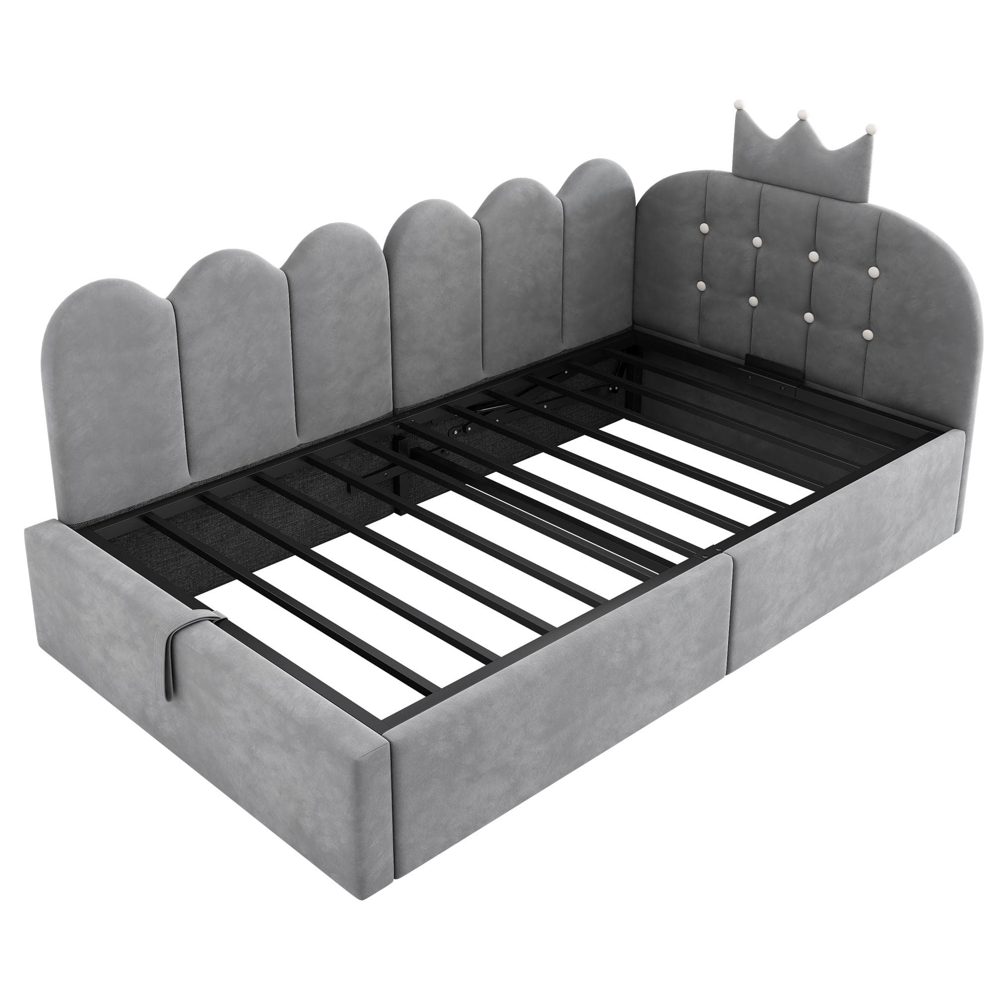 Lit d'appoint rembourré 90x190 cm, Gris Aosom France