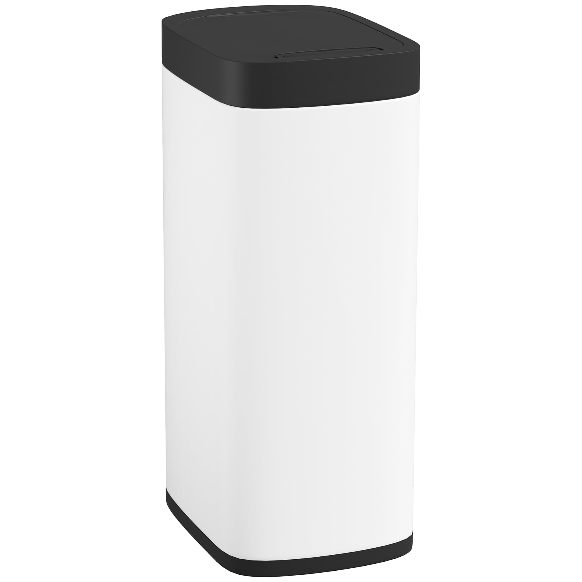 HOMCOM Poubelle de cuisine automatique 50L, poubelle à capteur de mouvement, fonctionne sur piles, 26,5x35,5x68cm, crème