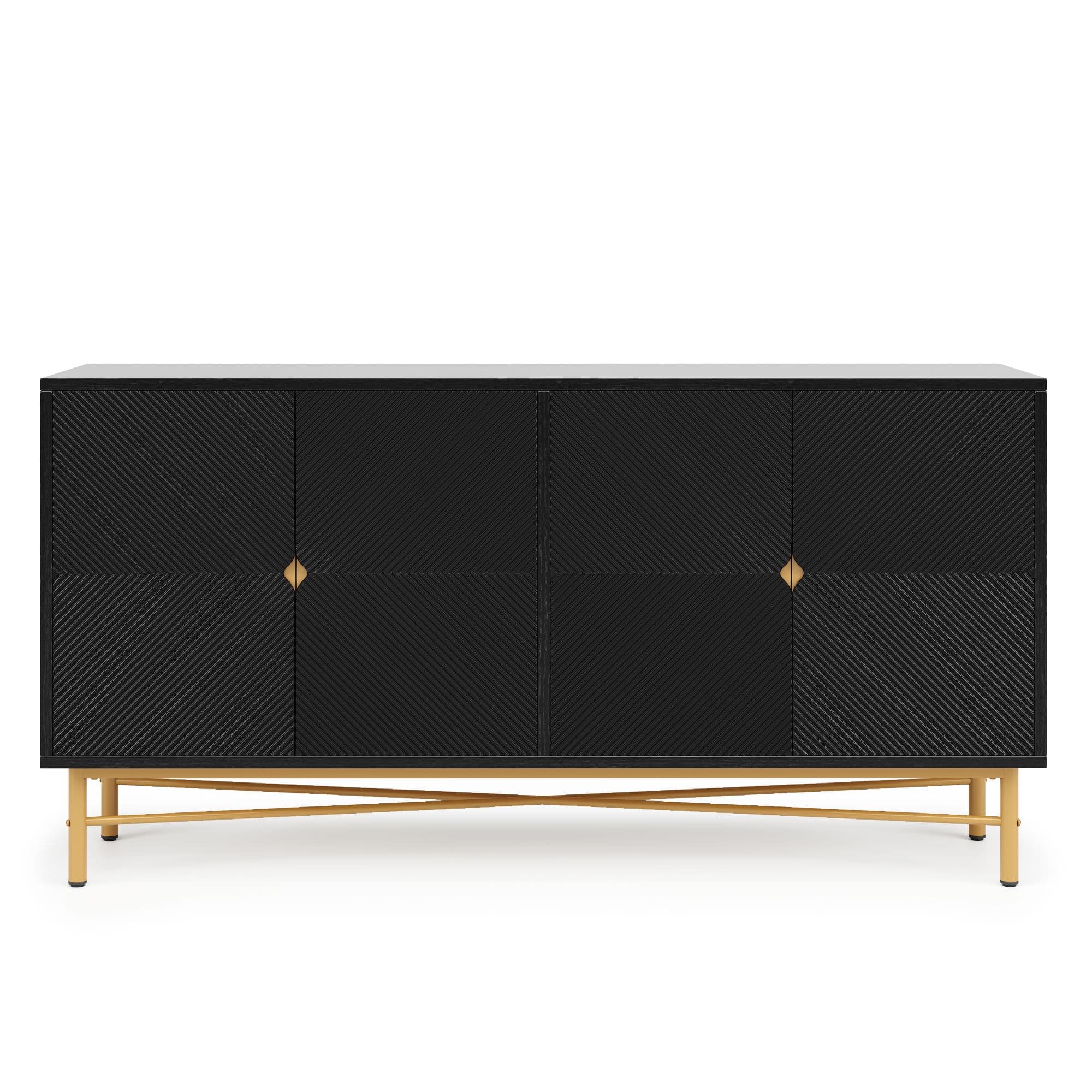 Buffet 4 portes, Noir Aosom France