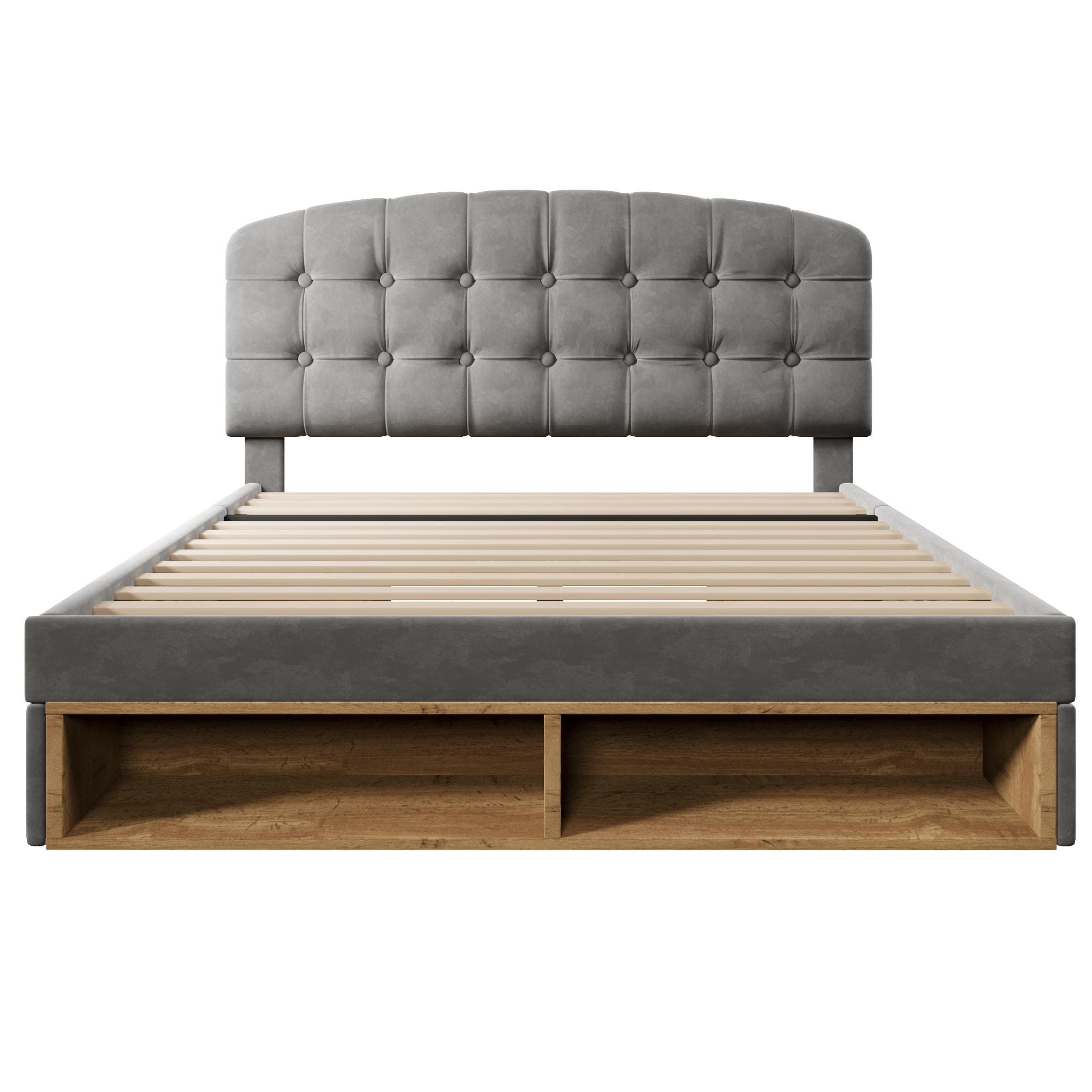 Lit rembourré double 140x190 cm, Gris Aosom France