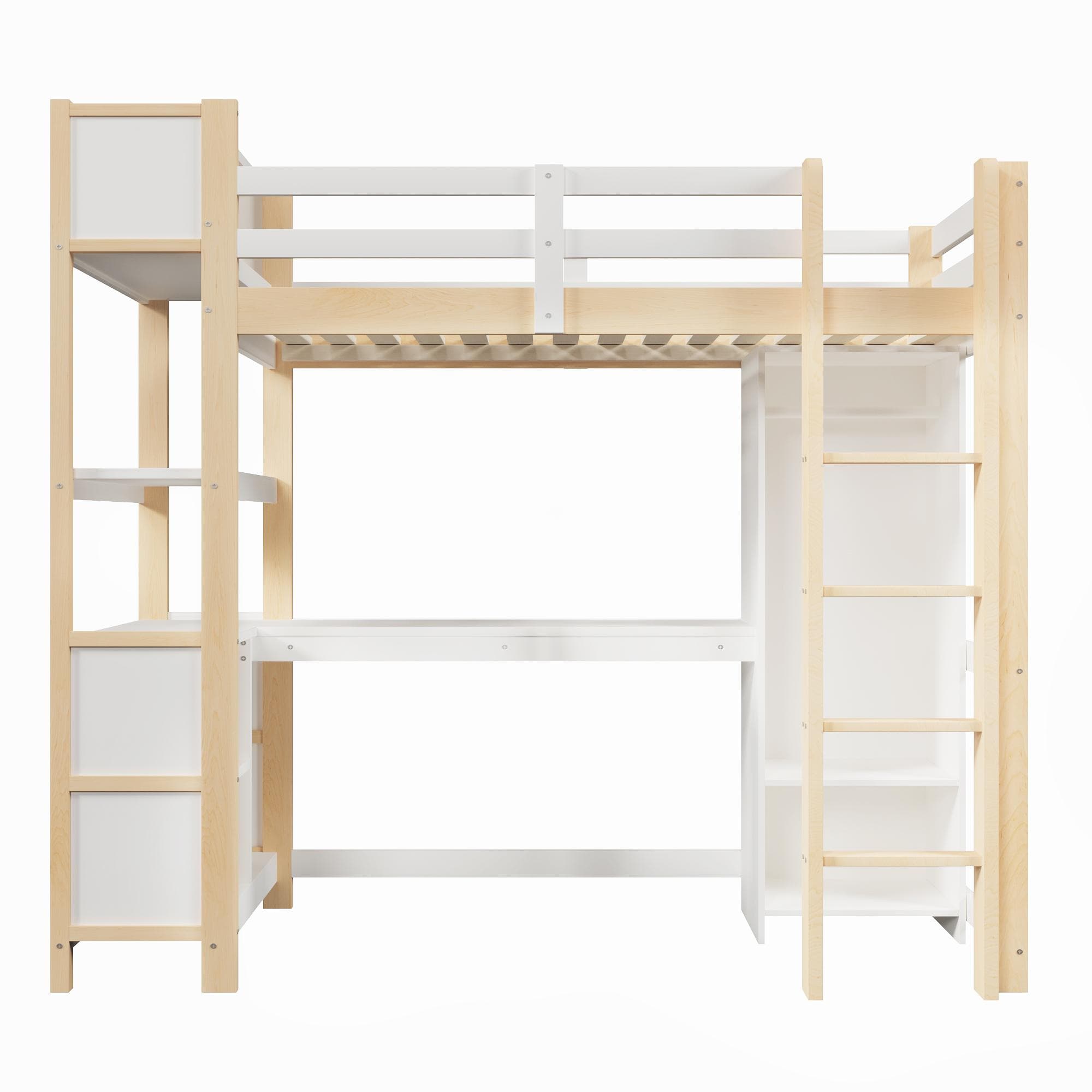 Lit mezzanine 90x200 cm, Couleur naturelle Aosom France