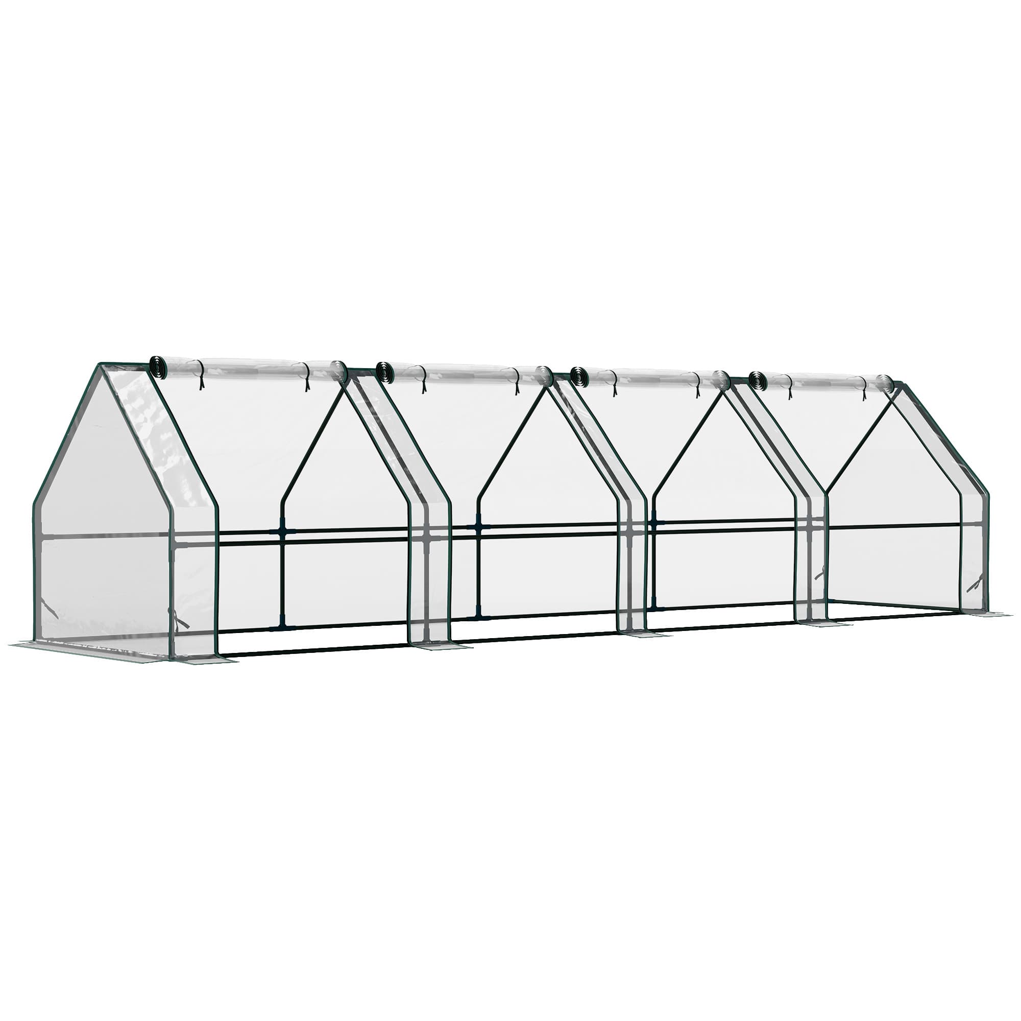 Outsunny Mini Serre de Jardin mini serre tunnel 4 fenêtres avec Zip enroulables Acier PE 140 g/m2 Anti-UV 360x90x90cm Transparent
