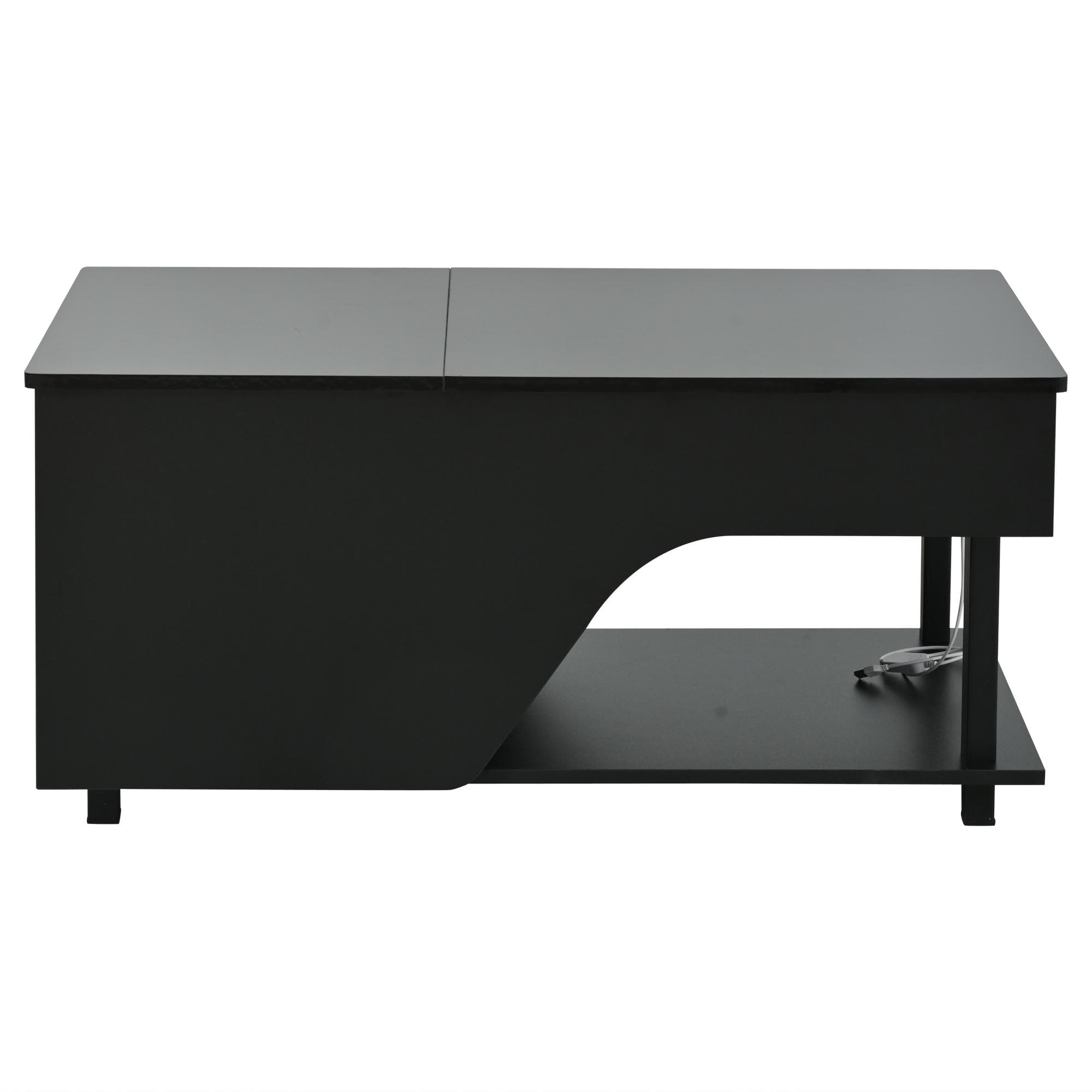 Table basse réglable en hauteur avec rangement caché, Noir Aosom France