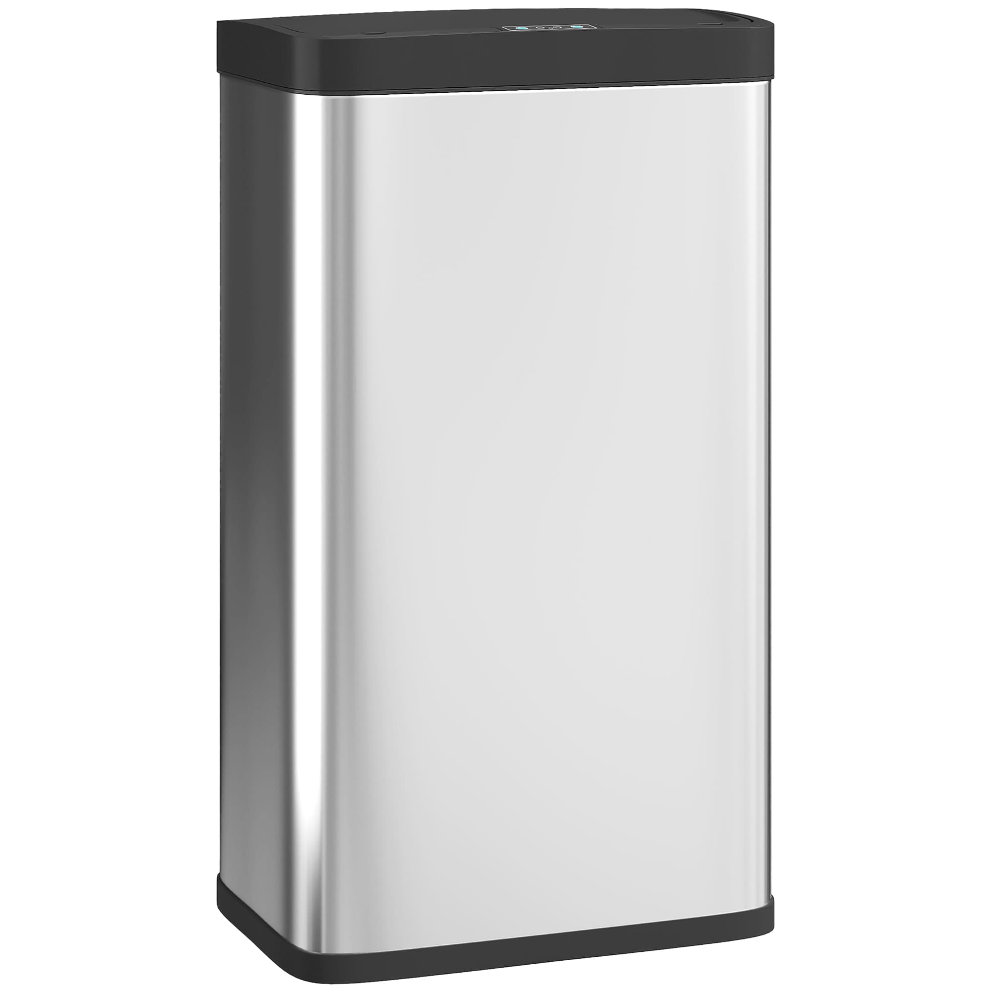 HOMCOM Poubelle à capteur, poubelle de cuisine 45 L avec couvercle à fermeture douce, capteur de mouvement pour cuisine, chambre, bureau, argent