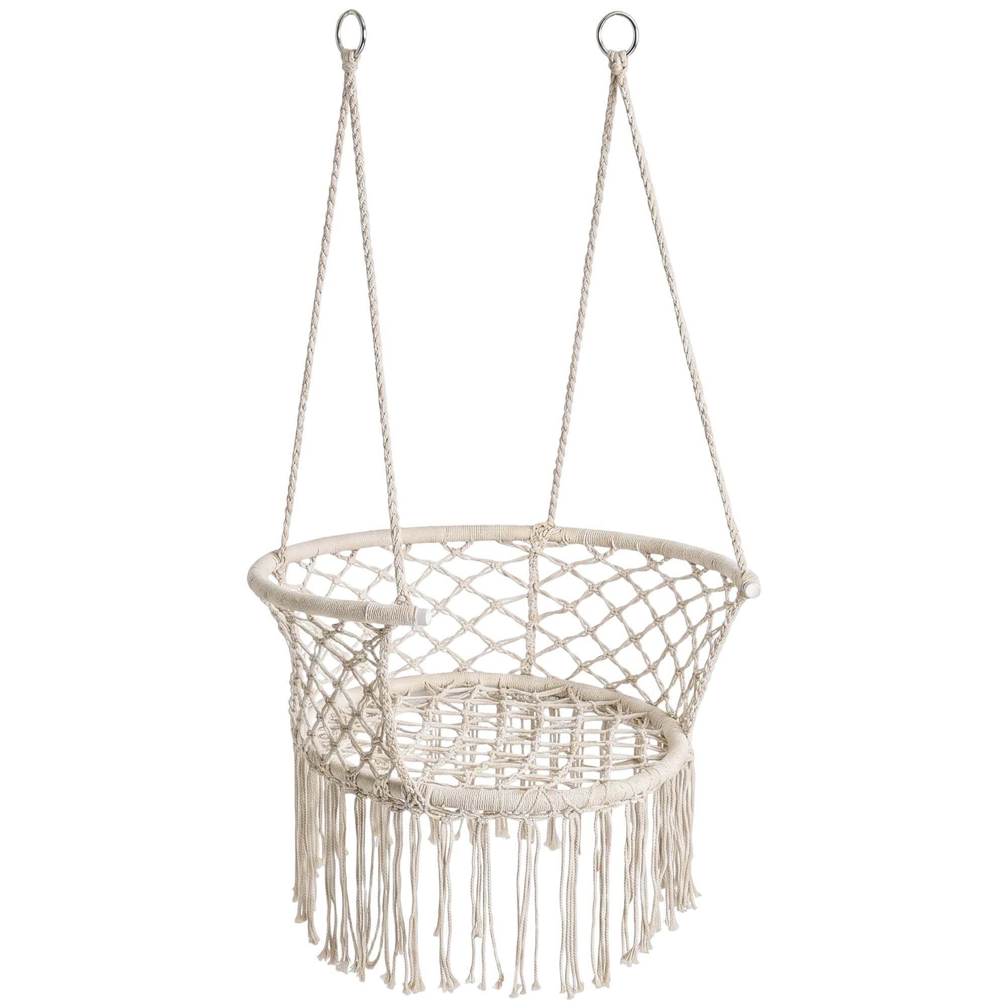 Outsunny Chaise Suspendue Crème Coton-Polyester Confort Optimal 80x60x36cm Aosom France