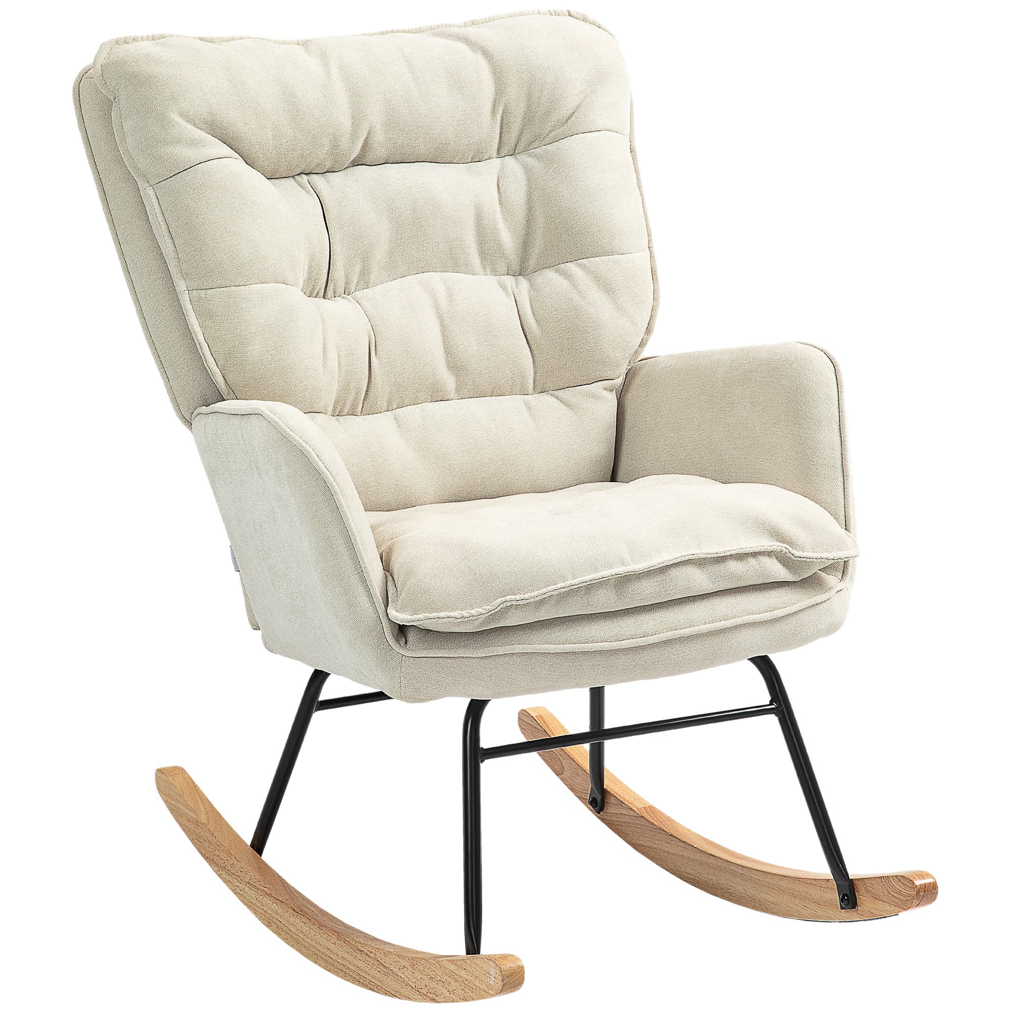 HOMCOM Fauteuil à bascule, rocking chair en chenille, dossier et assise larges rembourrés, accoudoirs, 71 x 98,5 x 97 cm, beige