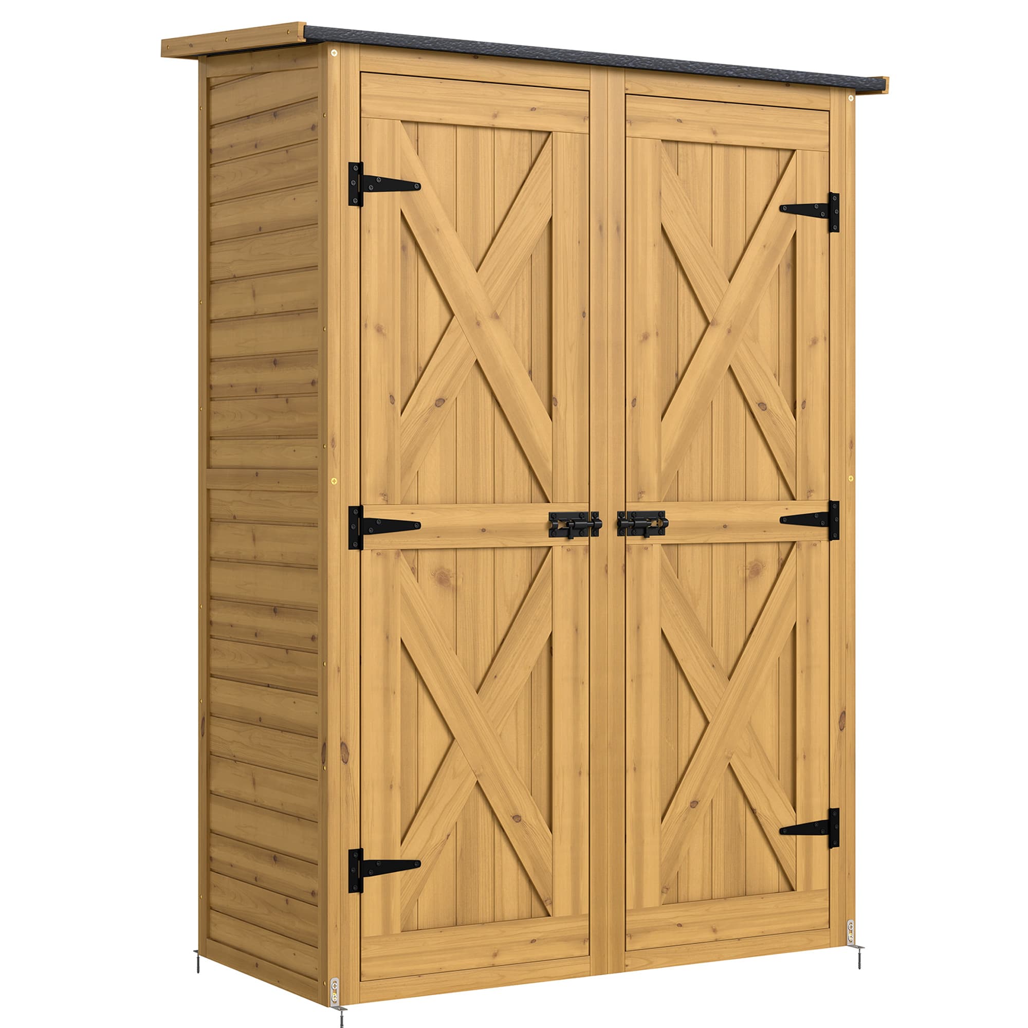 Outsunny Abri de Rangement en Bois, Cabane de Jardin avec 2 Étagères, Marron