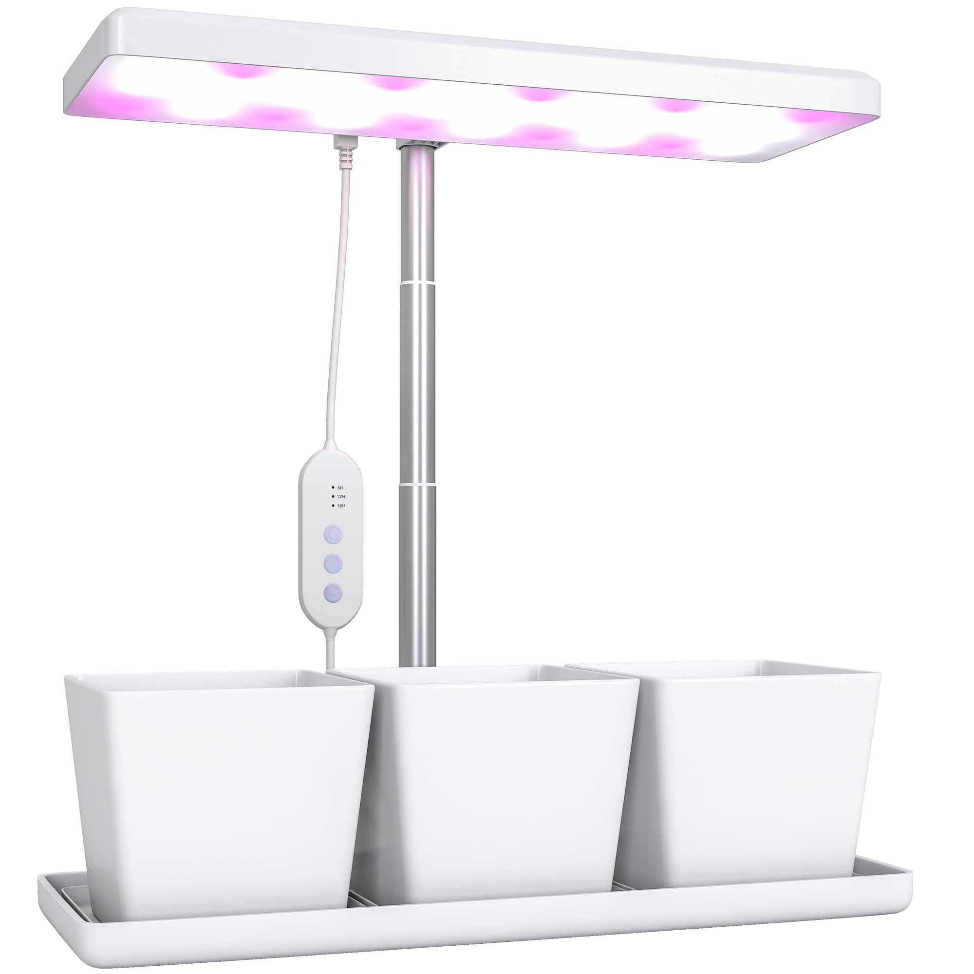Outsunny Lampe de croissance 10W lampe plante de culture LED à spectre complet avec 3 bacs à fleurs, 31,8 x 13,4 x 35,6 cm, blanc