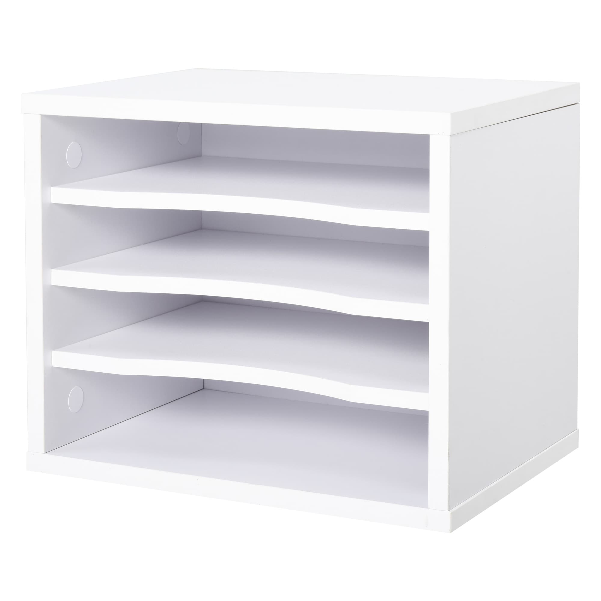 Vinsetto Étagère de Bureau 4 Niveaux en Bois Blanc avec Rangements Amovibles pour Stylos et Fichiers Aosom France
