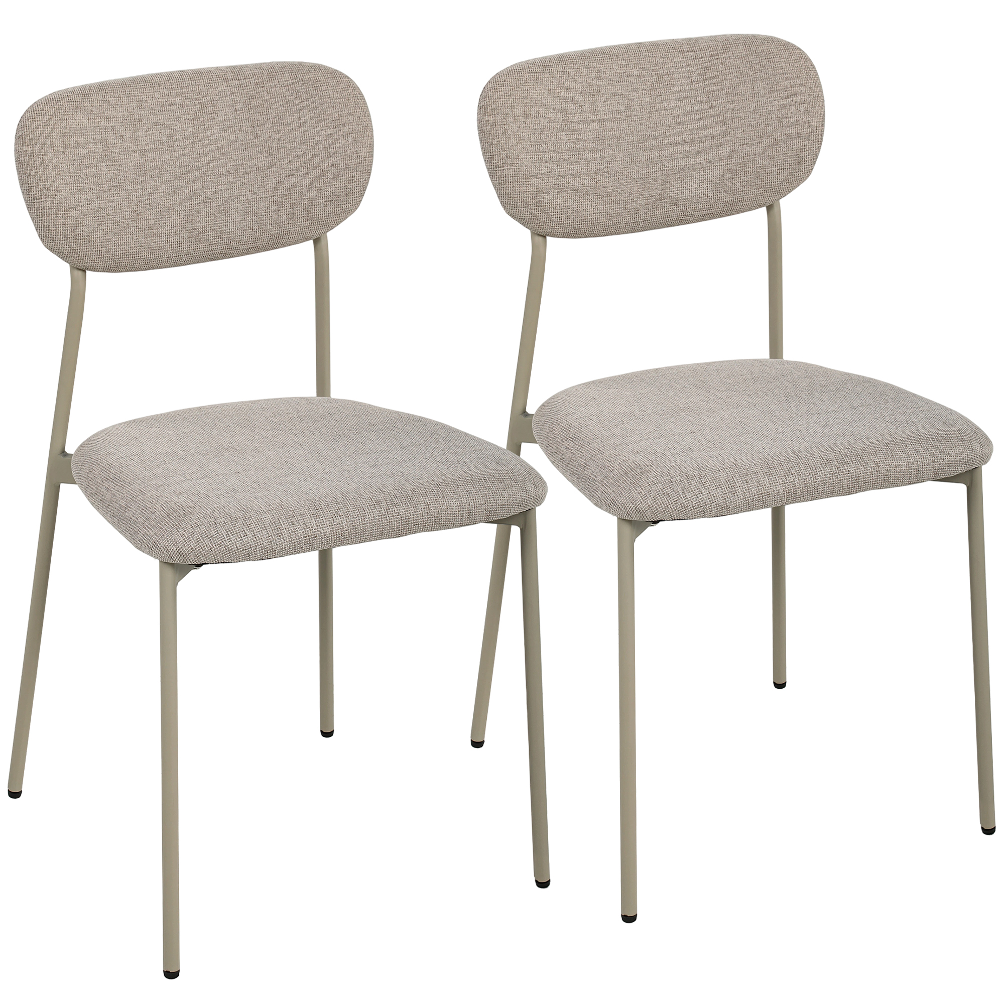 HOMCOM Lot de 2 chaises de salle à manger modernes, chaises de cuisine empilables en tissu effet lin, marron clair