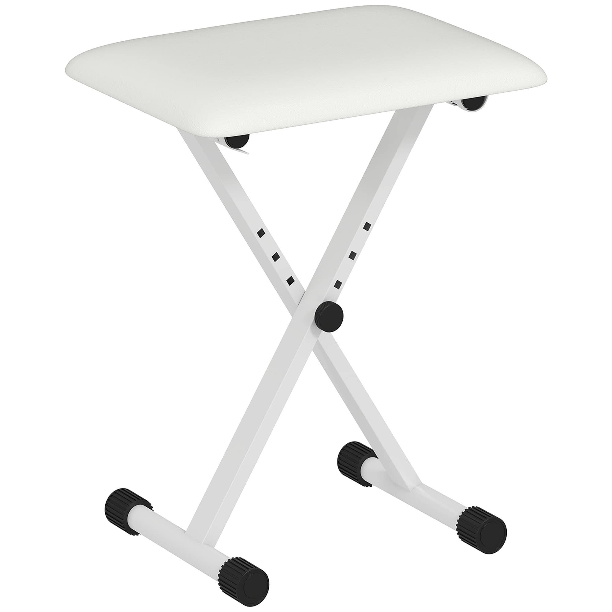 HOMCOM Tabouret piano pliable, banc piano réglable en hauteur, siège rembourré en PU, 39 x 29 x 37-47 cm, blanc