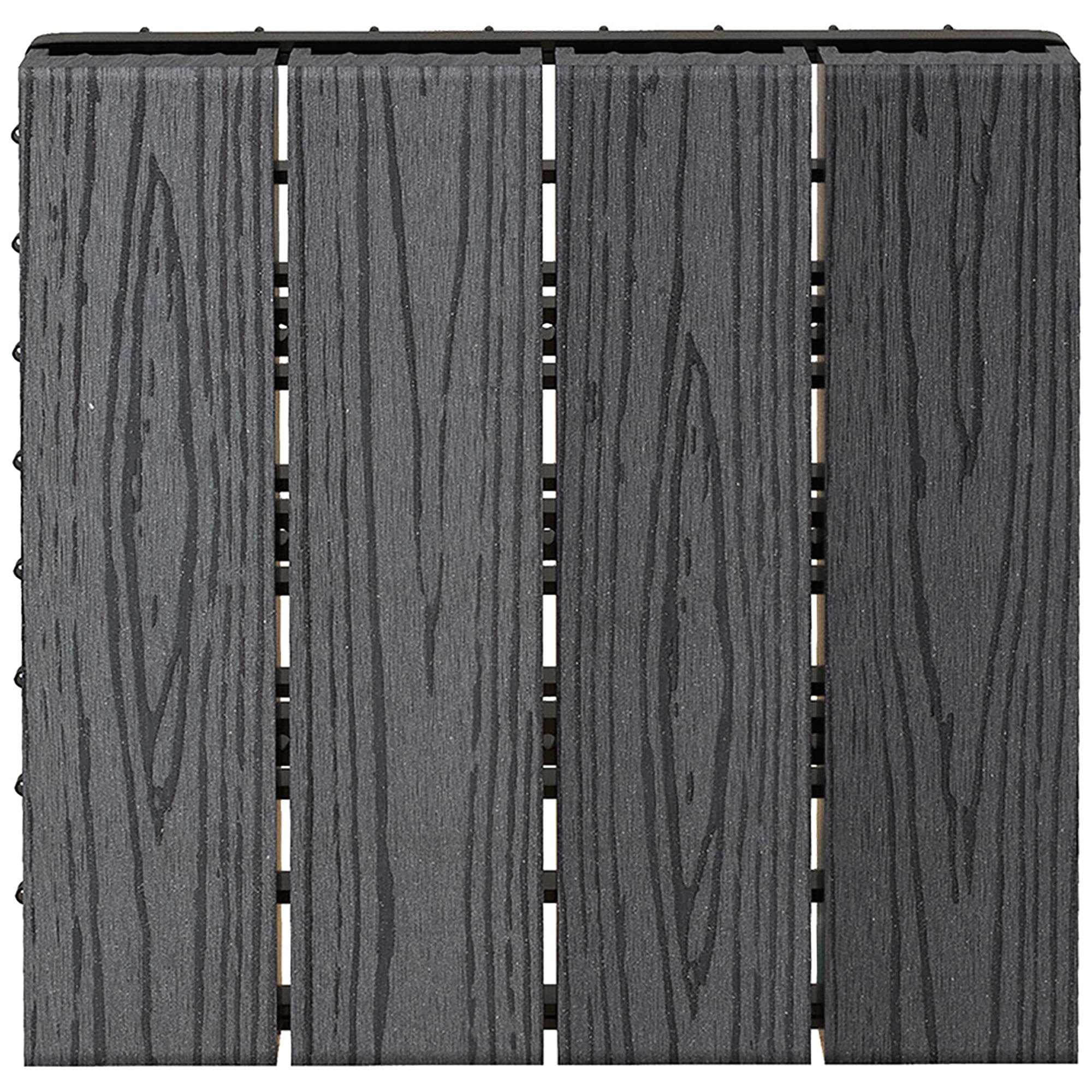 Outsunny Dalles terrasse - caillebotis - Lot de 11 pcs, Surface Max. 1 m2 - emboîtables, Installation très Simple, dim. 30 x 30 cm