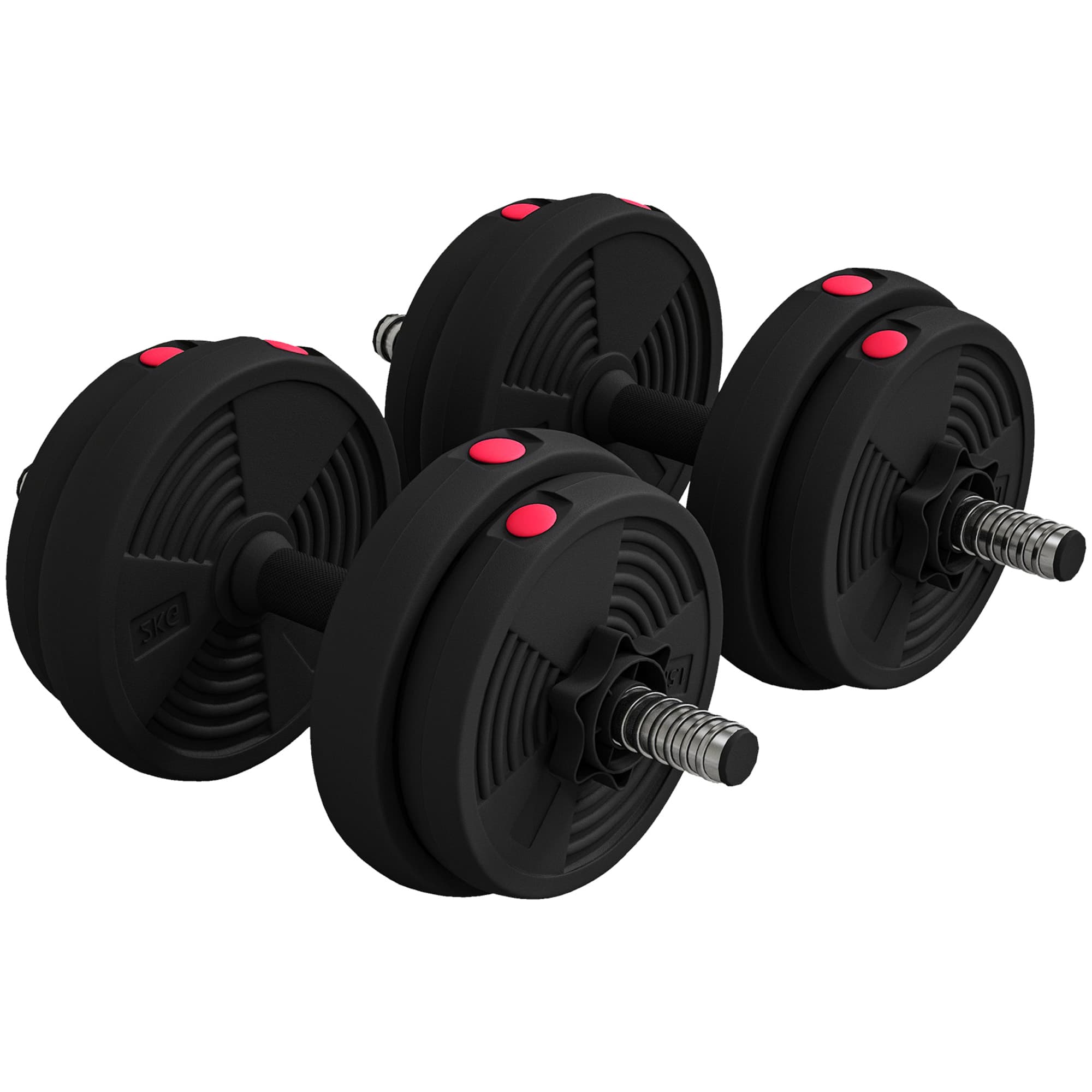 SPORTNOW Haltères 2 en 1 réglables, haltères libres avec poignées antidérapantes, 15KG - Barres incluses
