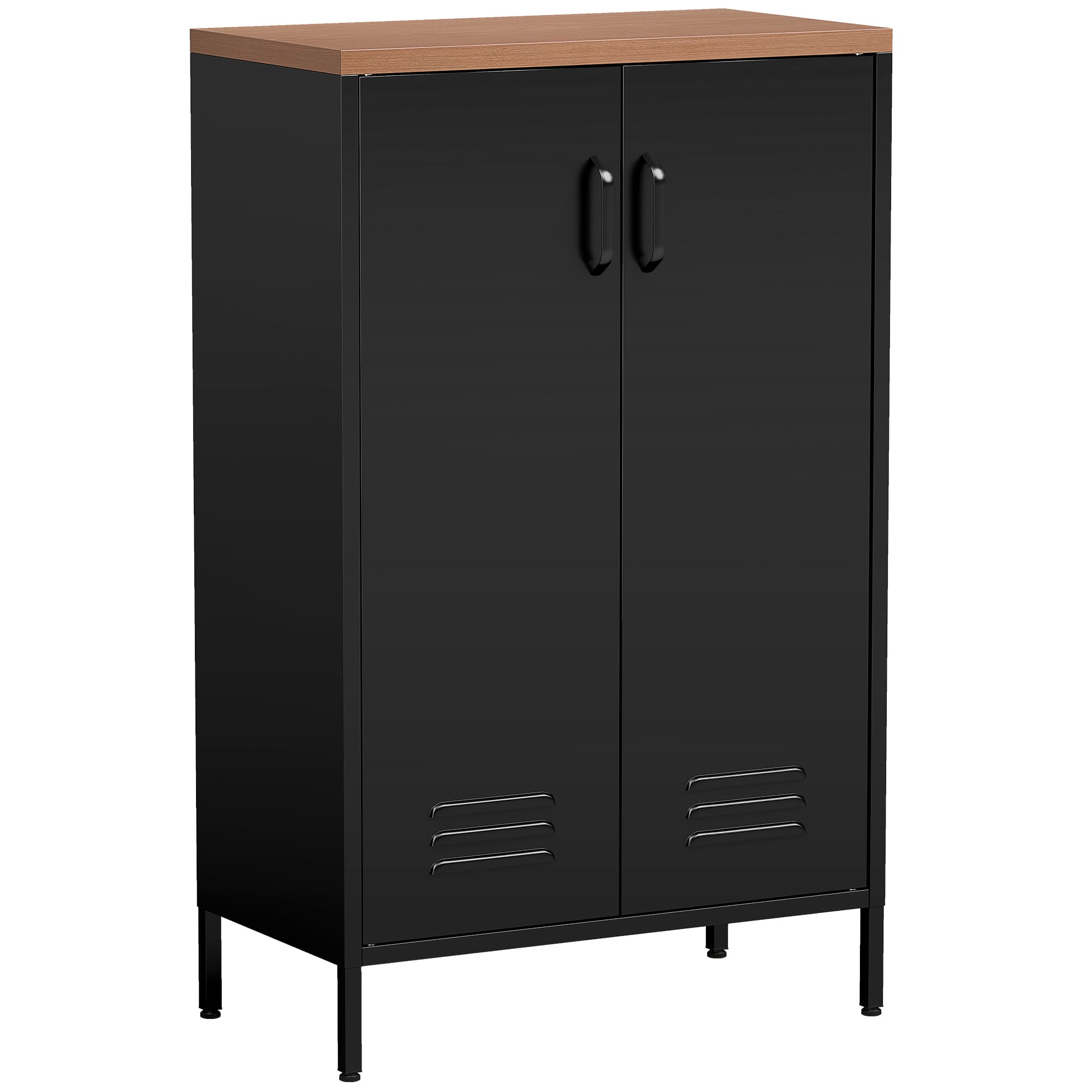 HOMCOM Buffet Métallique 2 Portes avec Étagère Réglable, pour Salon/Bureau, Nero
