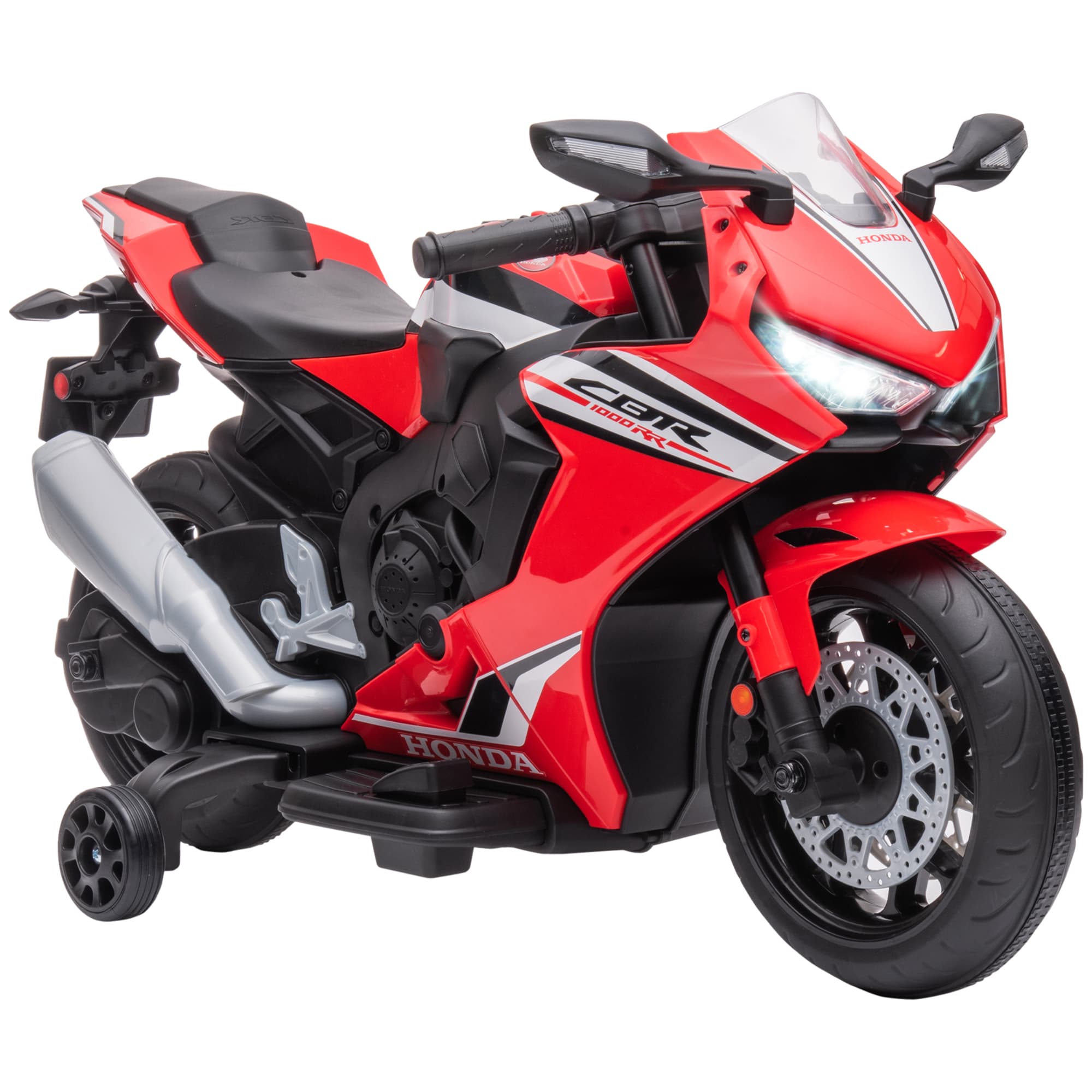 HOMCOM Moto Électrique Enfants sous Licence HONDA 6 V, 3 Km/h, Musique & Lumière, 2 Roues d'Entraînement, Rouge