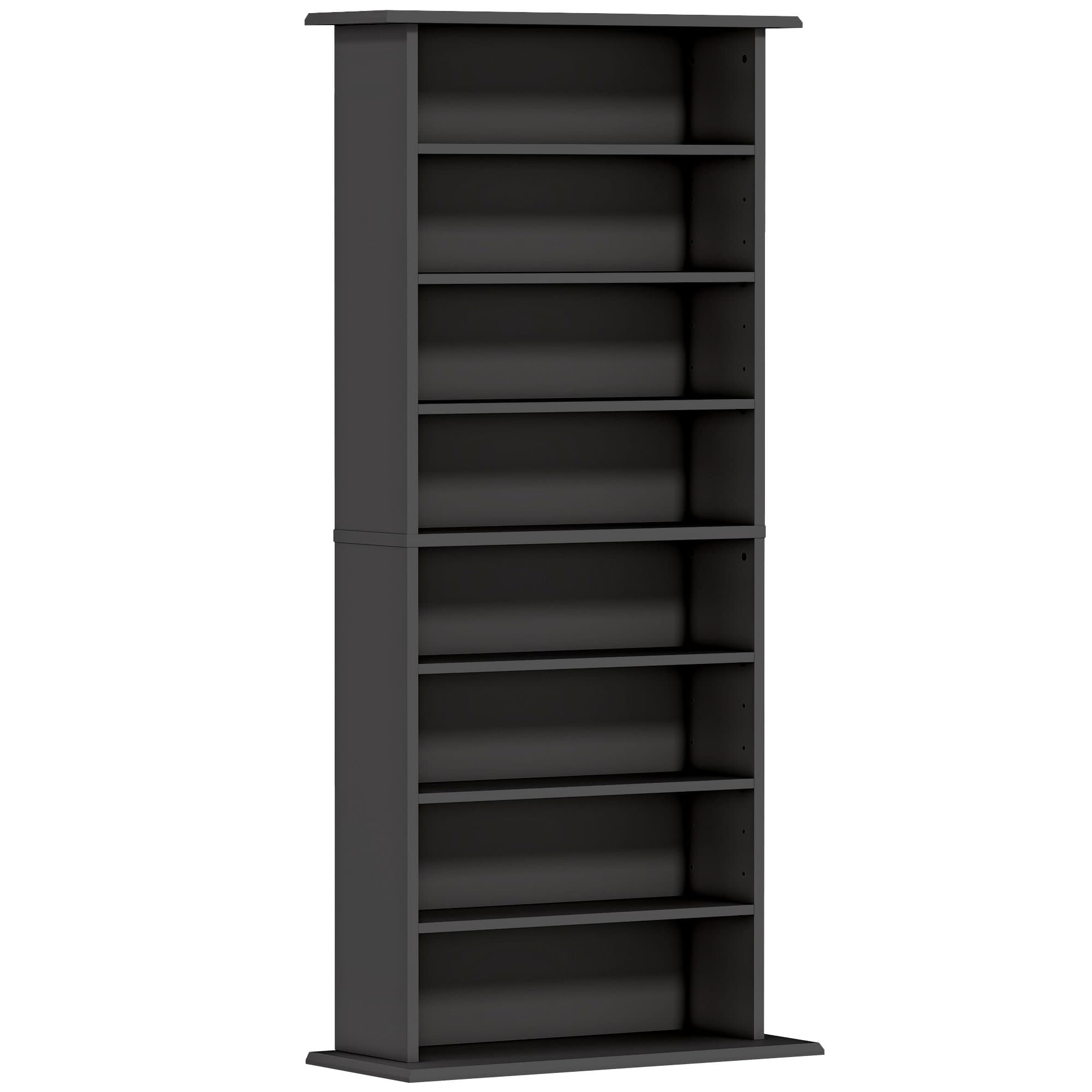 HOMCOM Rangements pour CD et DVD avec 8 compartiments et 6 étagères réglables, capacité max. 360 CD/185 DVD et Blu-ray, noir
