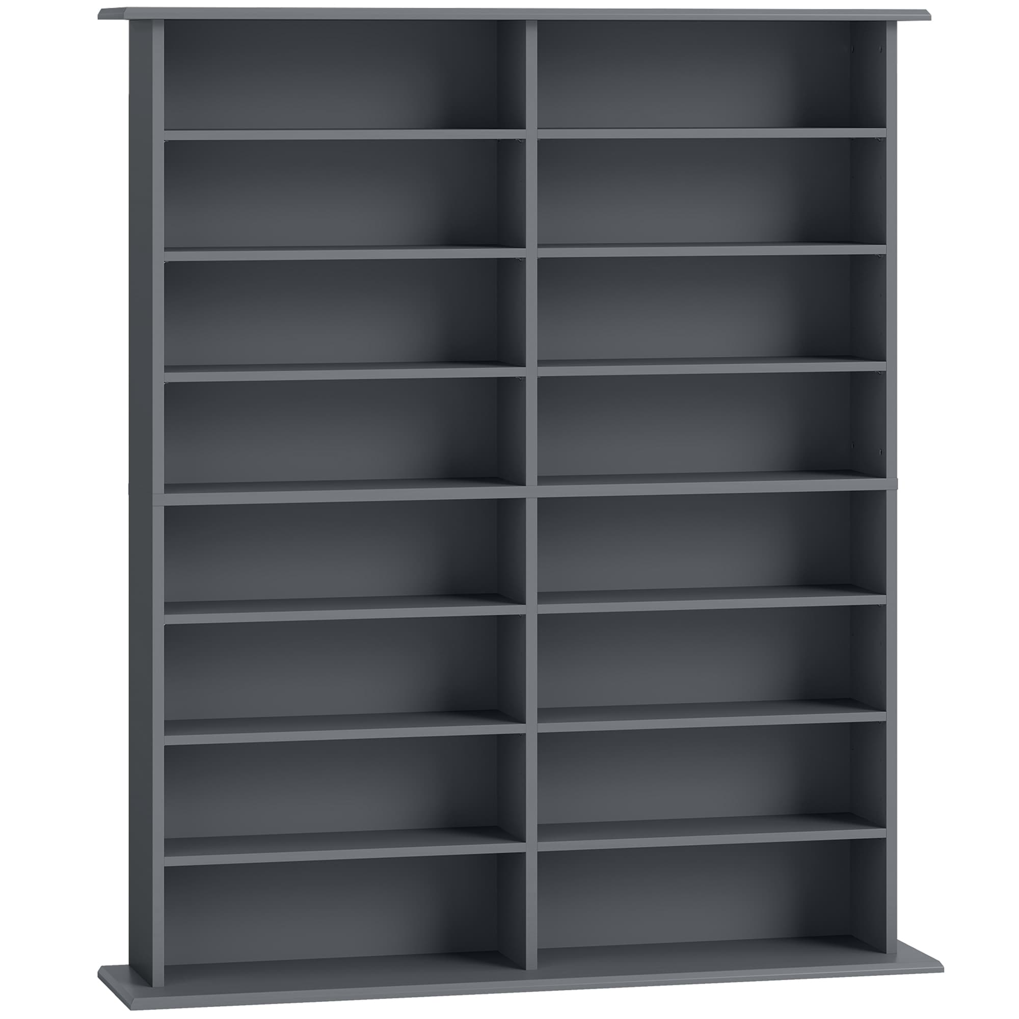 HOMCOM Rangements pour CD et DVD avec 16 compartiments et 12 étagères réglables capacité max. 720 CD/396 DVD et Blu-ray gris