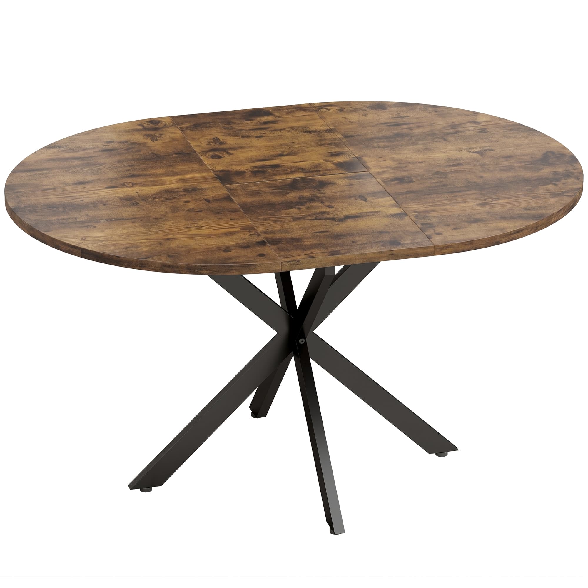 HOMCOM Table extensible pour 4–6 personnes, table de cuisine style industriel avec pied araignée, Brun rustique