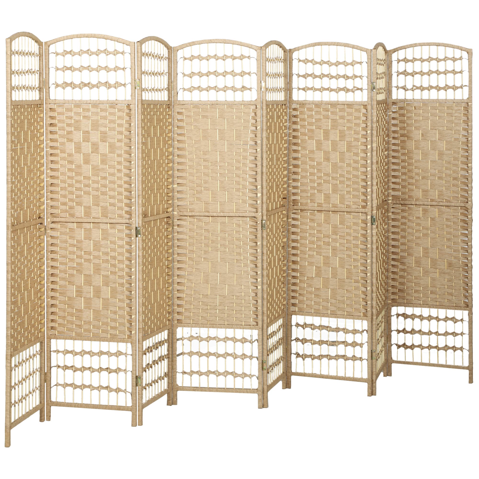HOMCOM Paravent intérieur en bois séparateur de pièce cloison pliable 8 panneaux 320 x 170 cm bois naturel