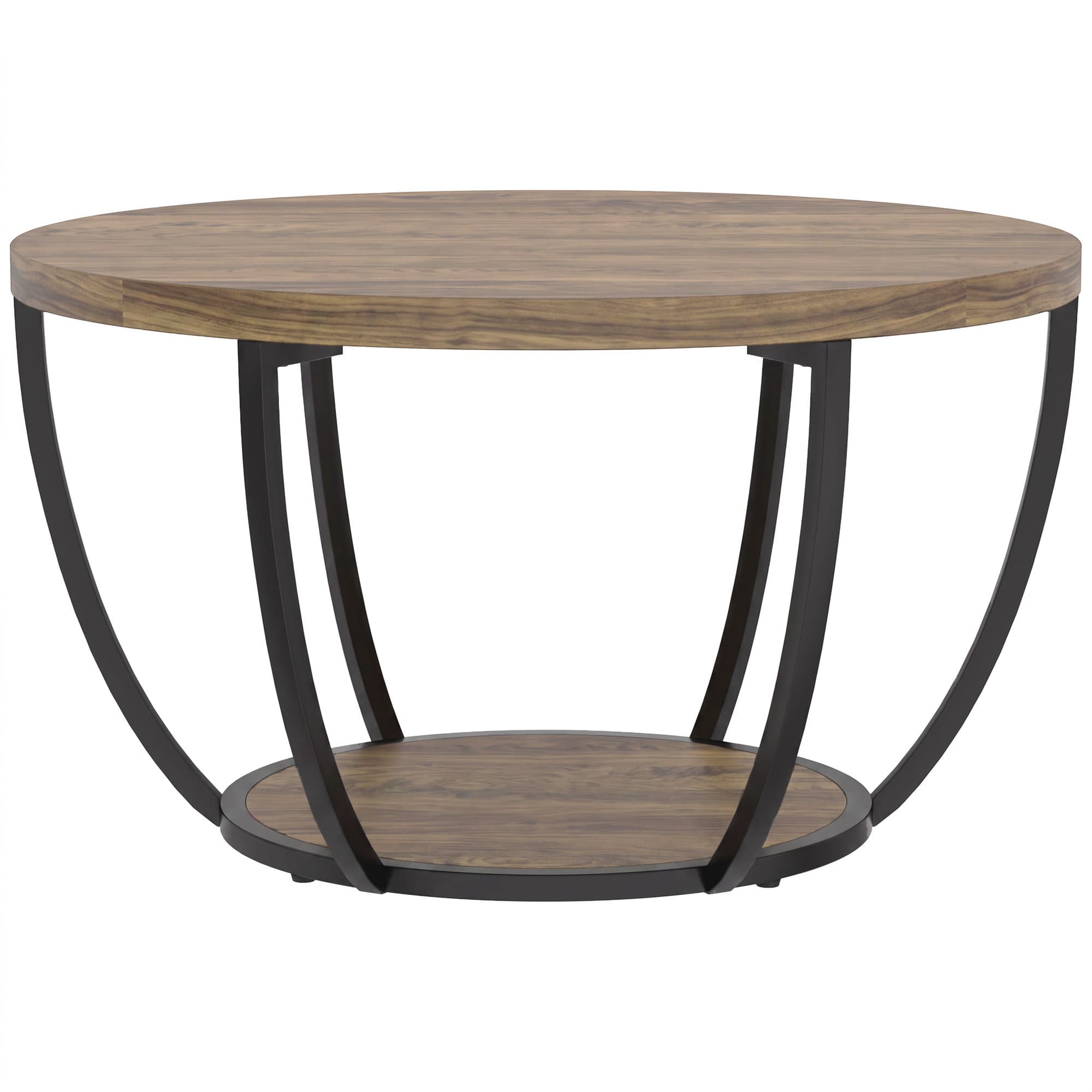 HOMCOM Table basse à 2 niveaux, table de salon 80 x 80 x 43,8 cm, Marron/Noir