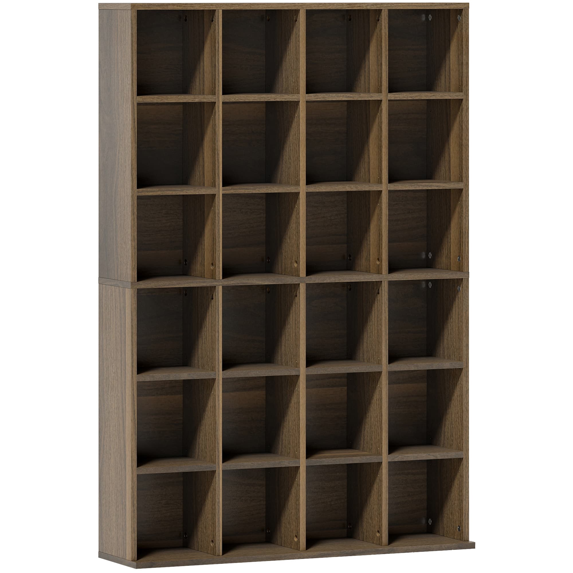 HOMCOM Rangements pour CD et DVD, étagère rangement pour 456 CD/336 DVD, 24 compartiments et étagères réglables, marron