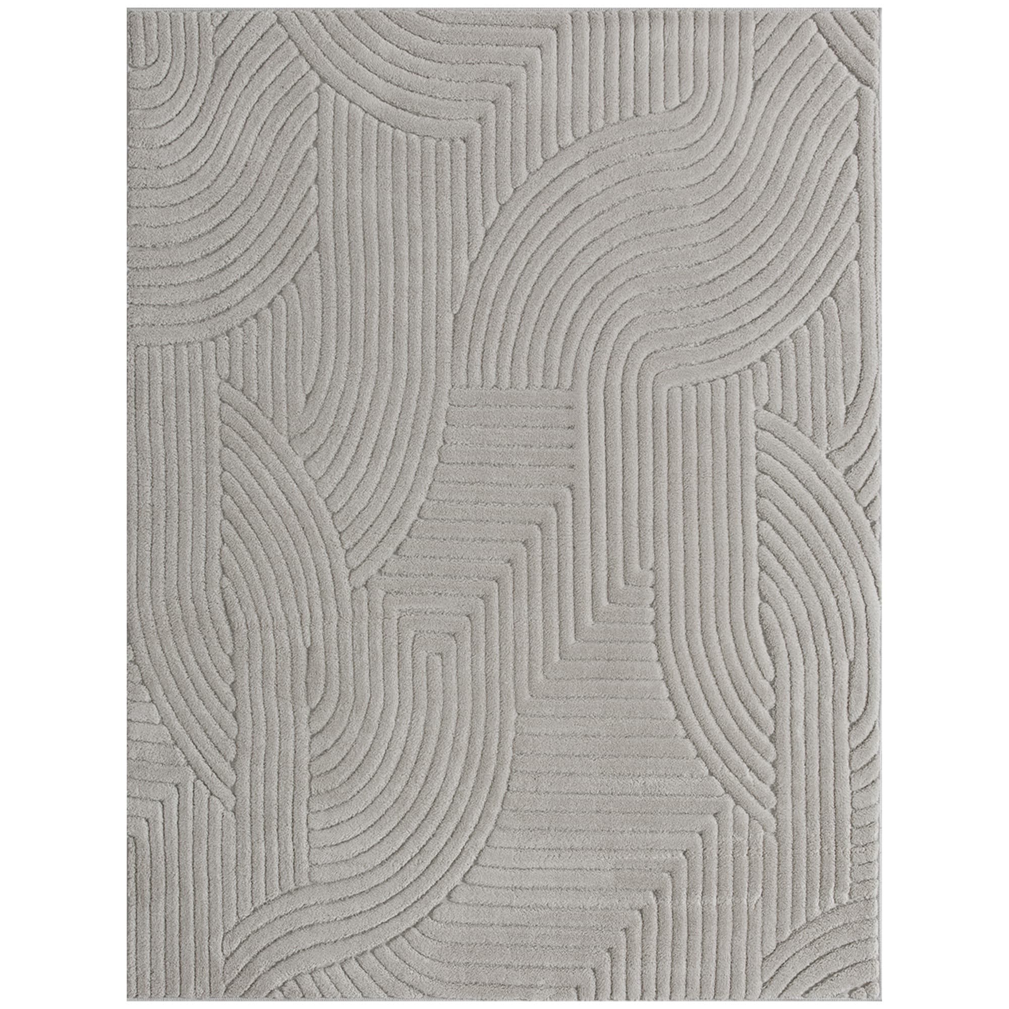 HOMCOM Tapis salon 160 x 120 cm, tapis à poils épais géométrique, moelleux et antidérapant, gris