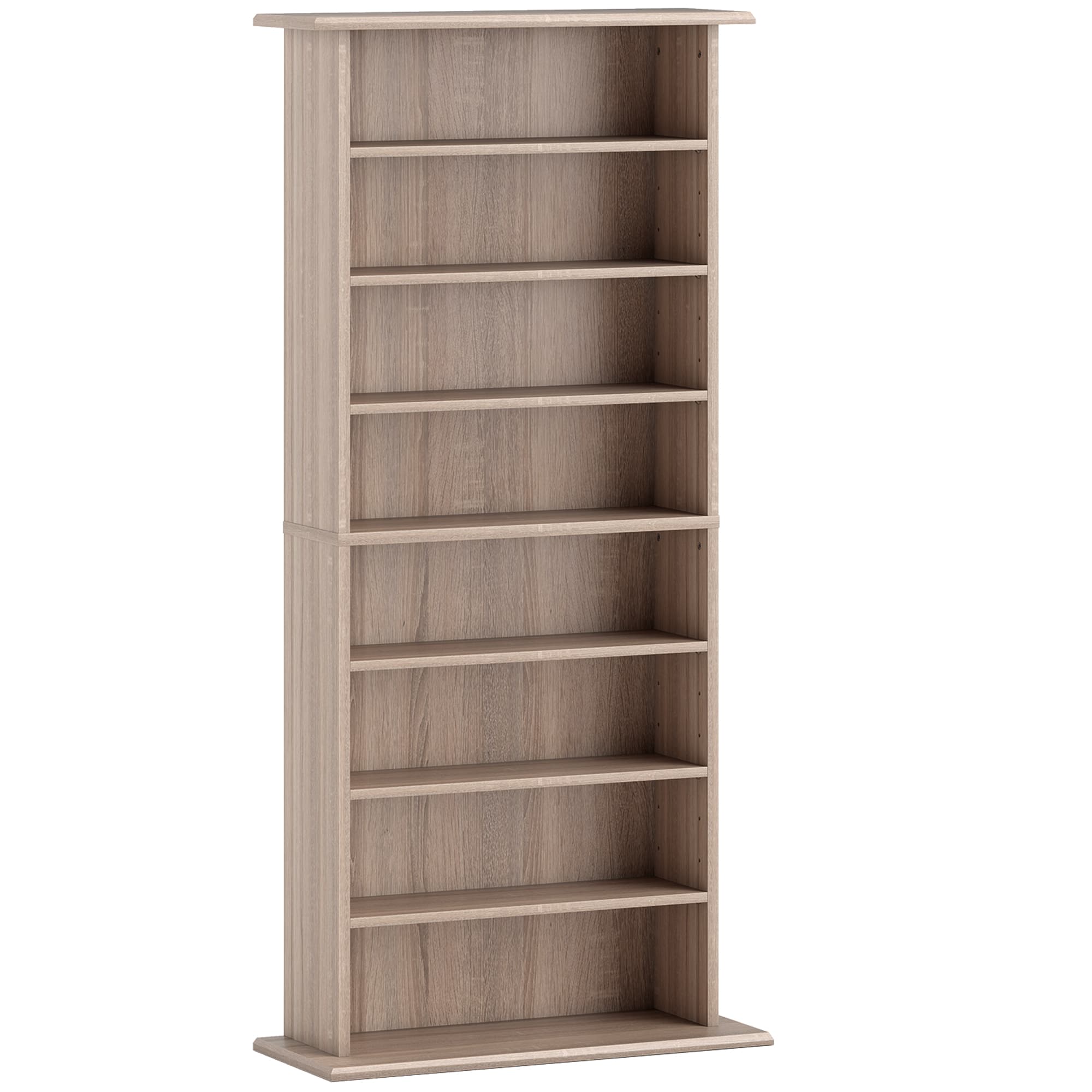 HOMCOM Rangements pour CD et DVD avec 8 compartiments et 6 étagères réglables, capacité max. 360 CD/185 DVD et Blu-ray, naturel