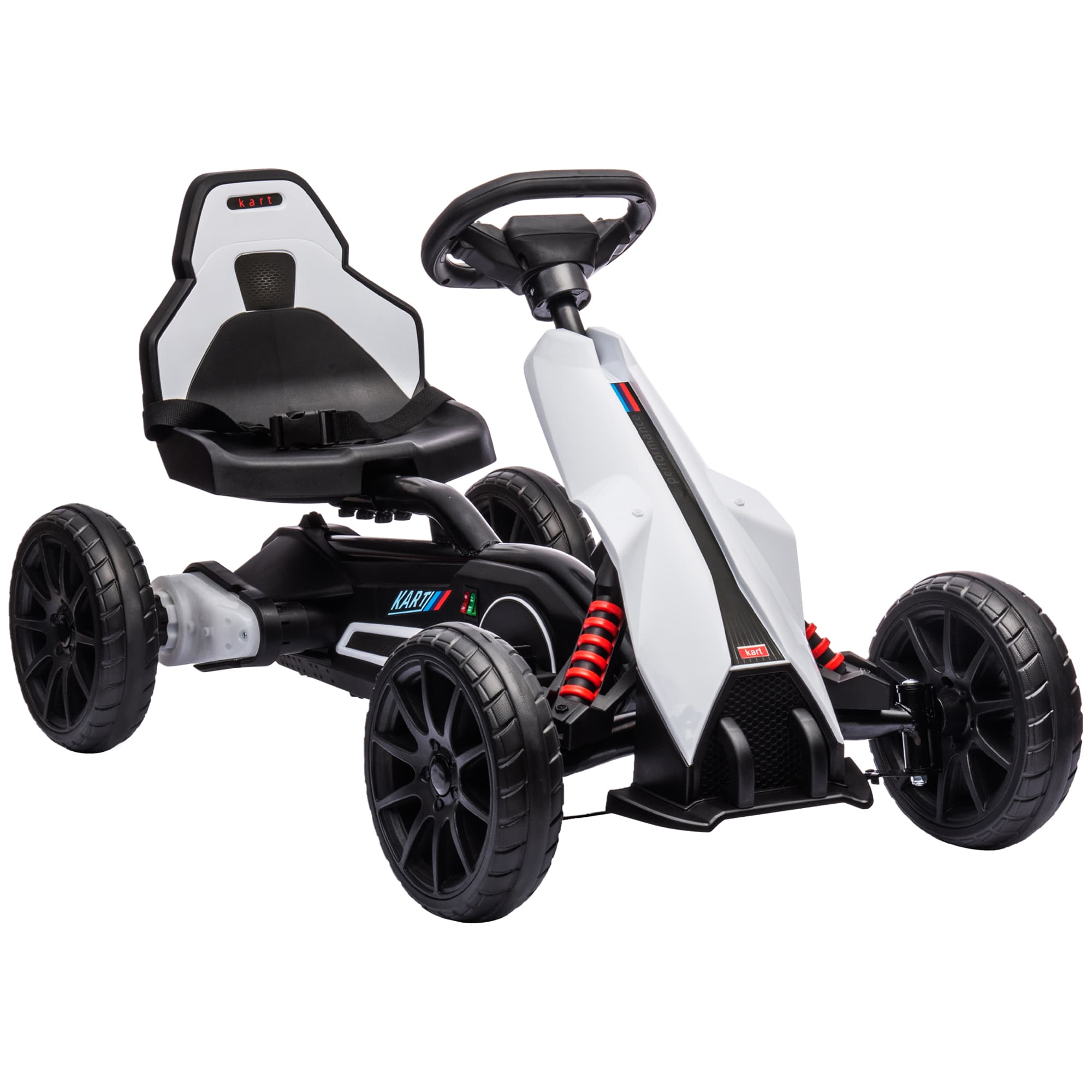 HOMCOM Kart électrique pour enfant 12V - Vitesse réglable 3-5km/h pour enfants de 3 à 8 ans - siège réglable - blanc