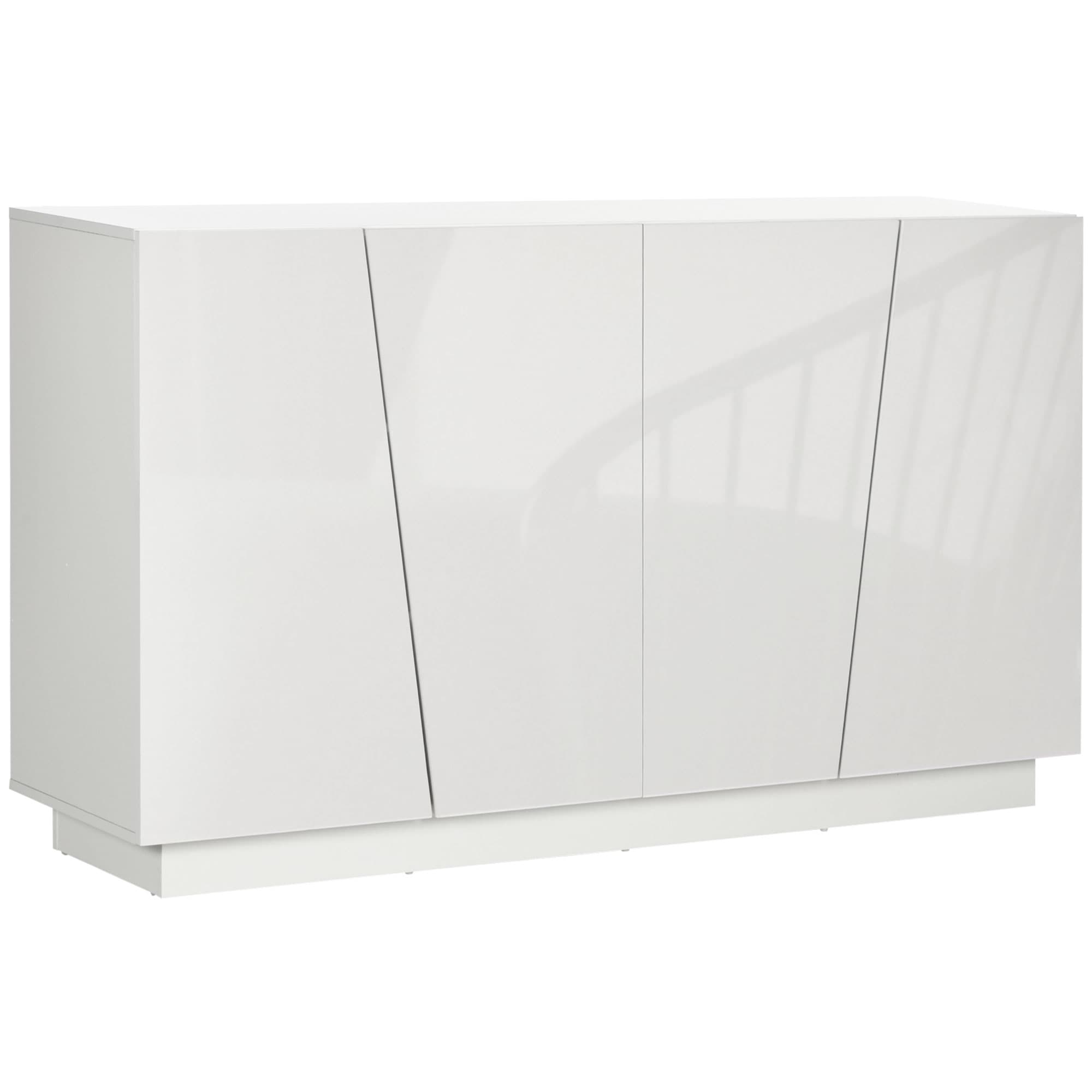 HOMCOM Meuble de rangement avec placards à portes et étagère réglable, 150 x 40 x 88 cm, blanc brillant