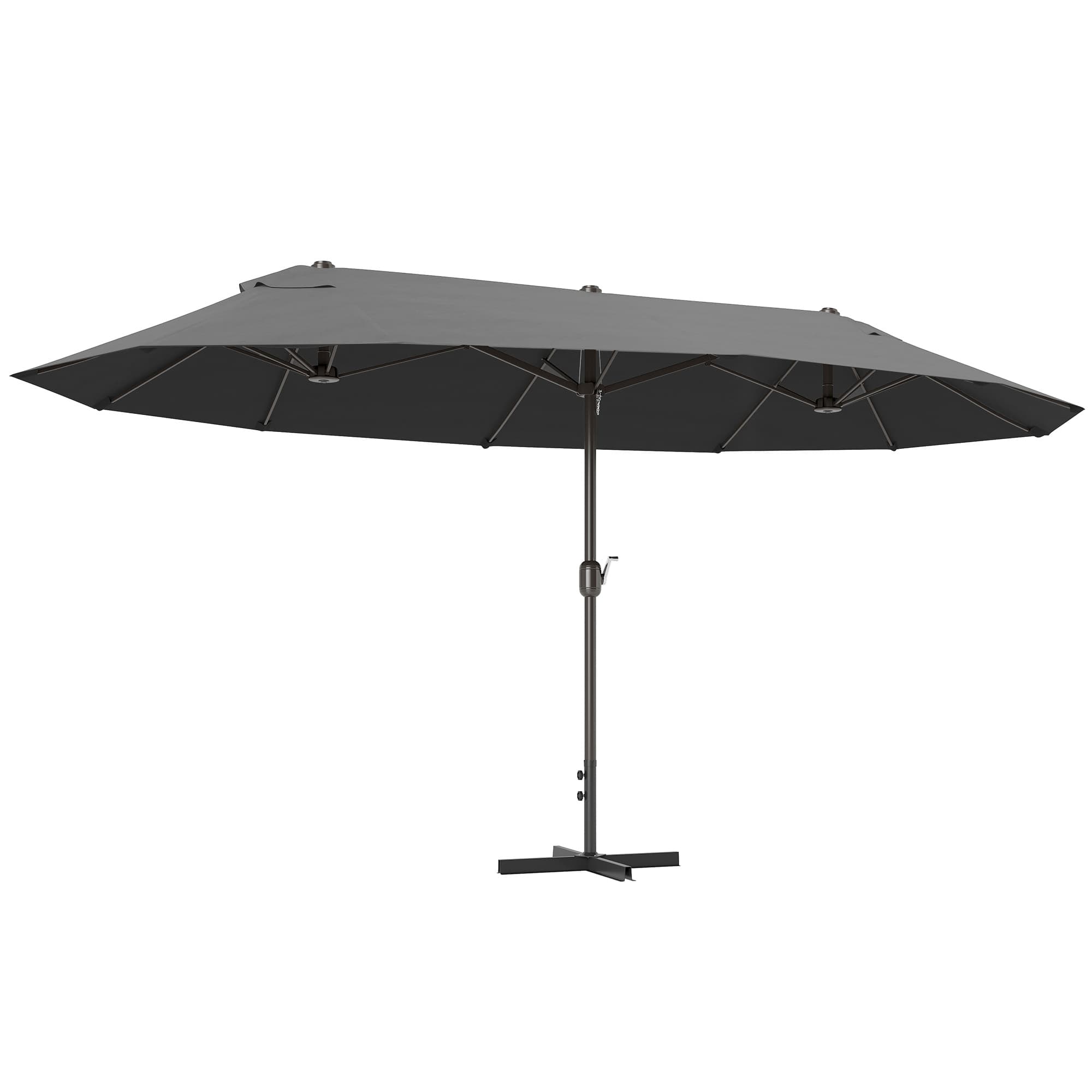 Outsunny Parasol de jardin XXL parasol grande taille 4,6L x 2,7l x 2,4H cm ouverture fermeture manivelle acier polyester haute densité gris