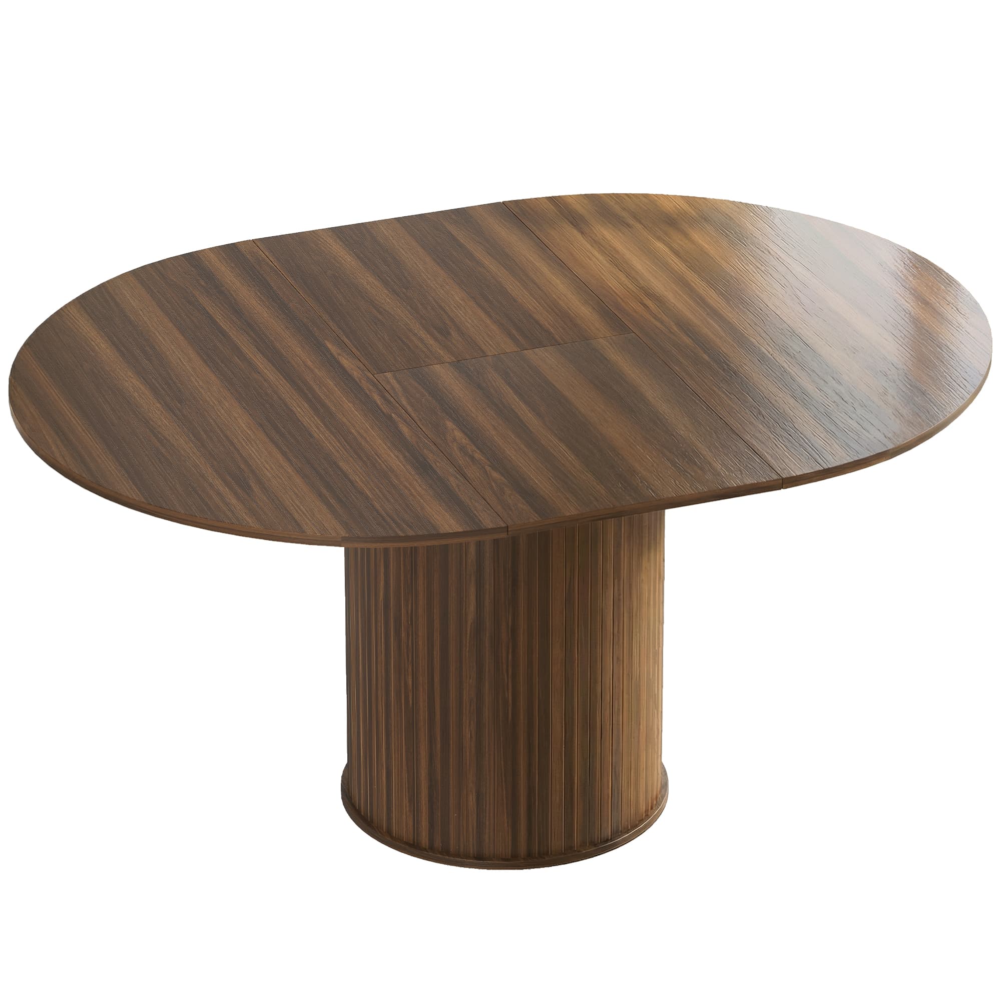 HOMCOM Table à Manger Extensible pour 6 à 8 Personnes, 110-150 cm, Table de Cuisine Ovale avec Piètement Central Rond, Noyer