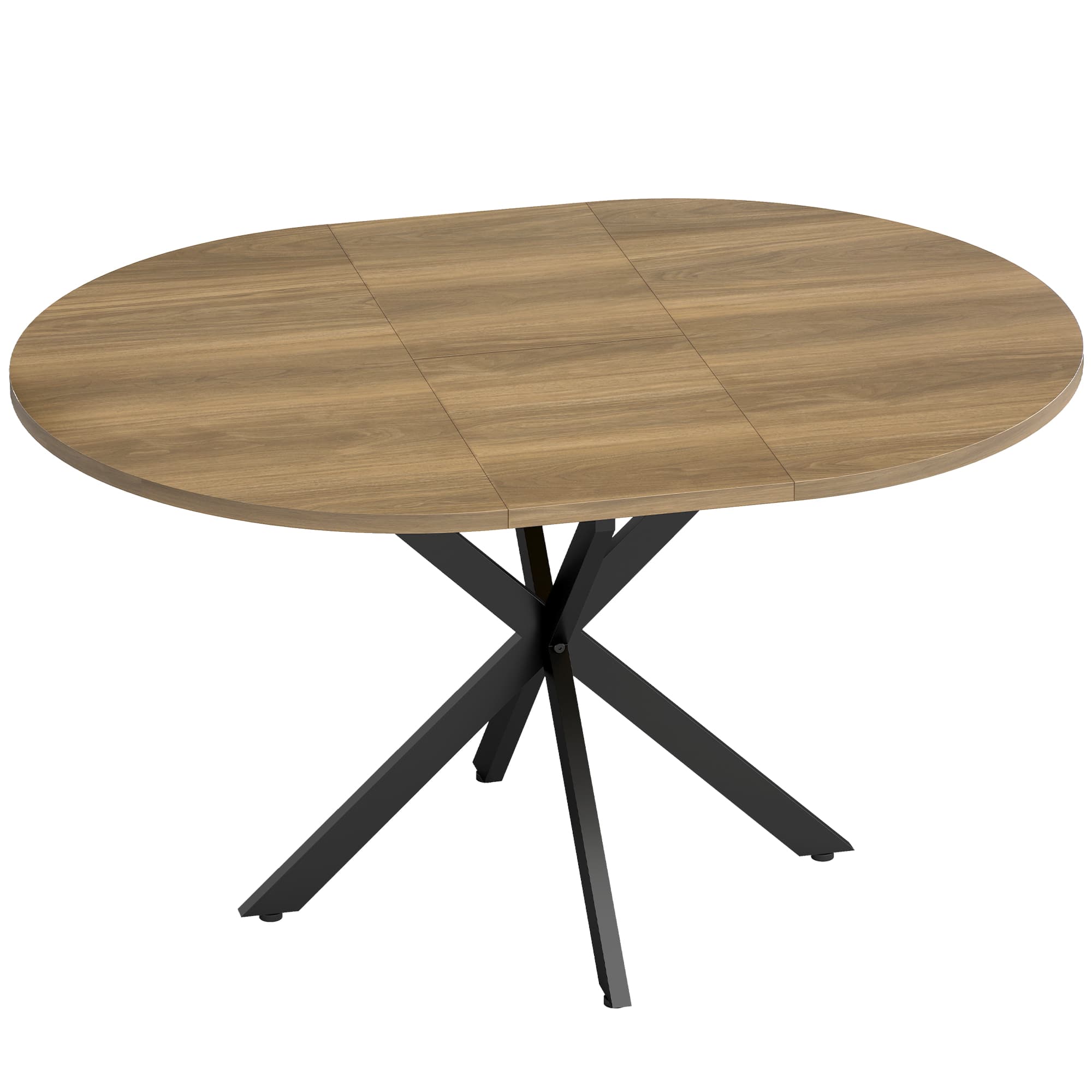 HOMCOM Table à manger extensible ovale pour 4 à 6 personnes, table de cuisine avec rallonge 100-135 cm, effet bois marron