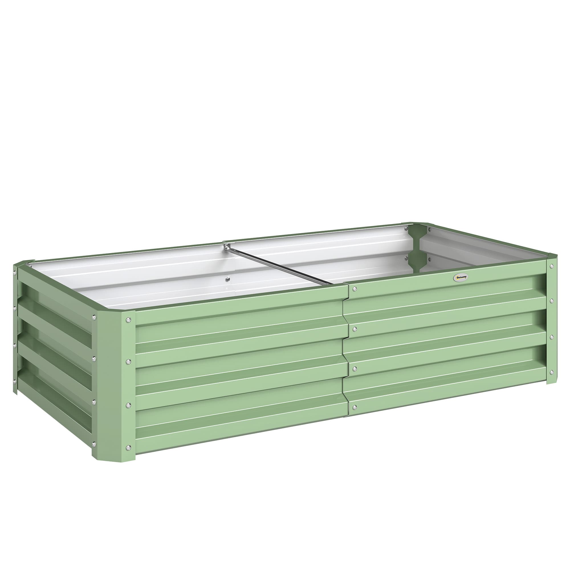 Outsunny Carré Potager de Jardin Rectangulaire, Tôle d'Acier Ondulée, 120 x 60 x 30,5 cm, Vert