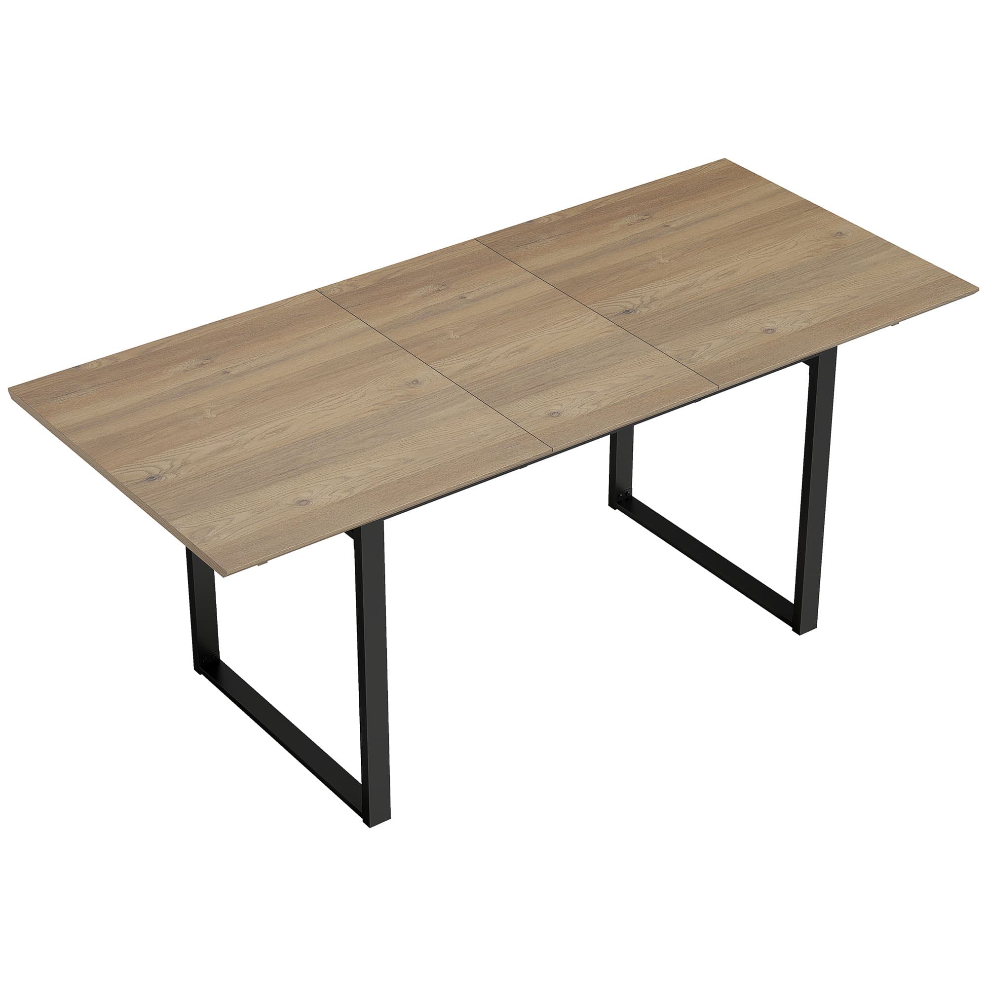 HOMCOM Table à manger extensible rectangle pour 6 à 8 personnes, table de cuisine avec rallonge 140-180 cm, effet bois naturel
