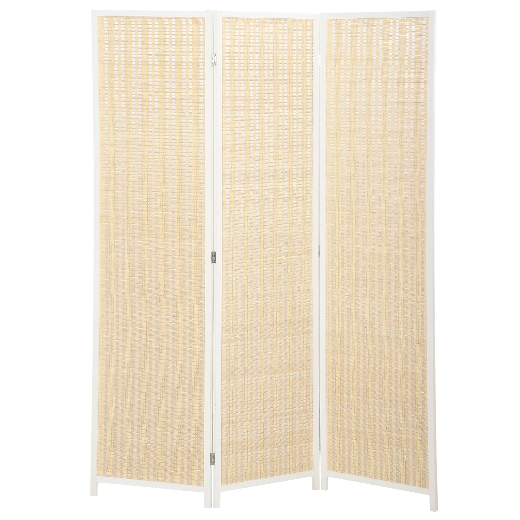 HOMCOM Paravent en bois séparateur de pièce closion de séparation pliable 3 panneaux 135 x 180 cm blanc