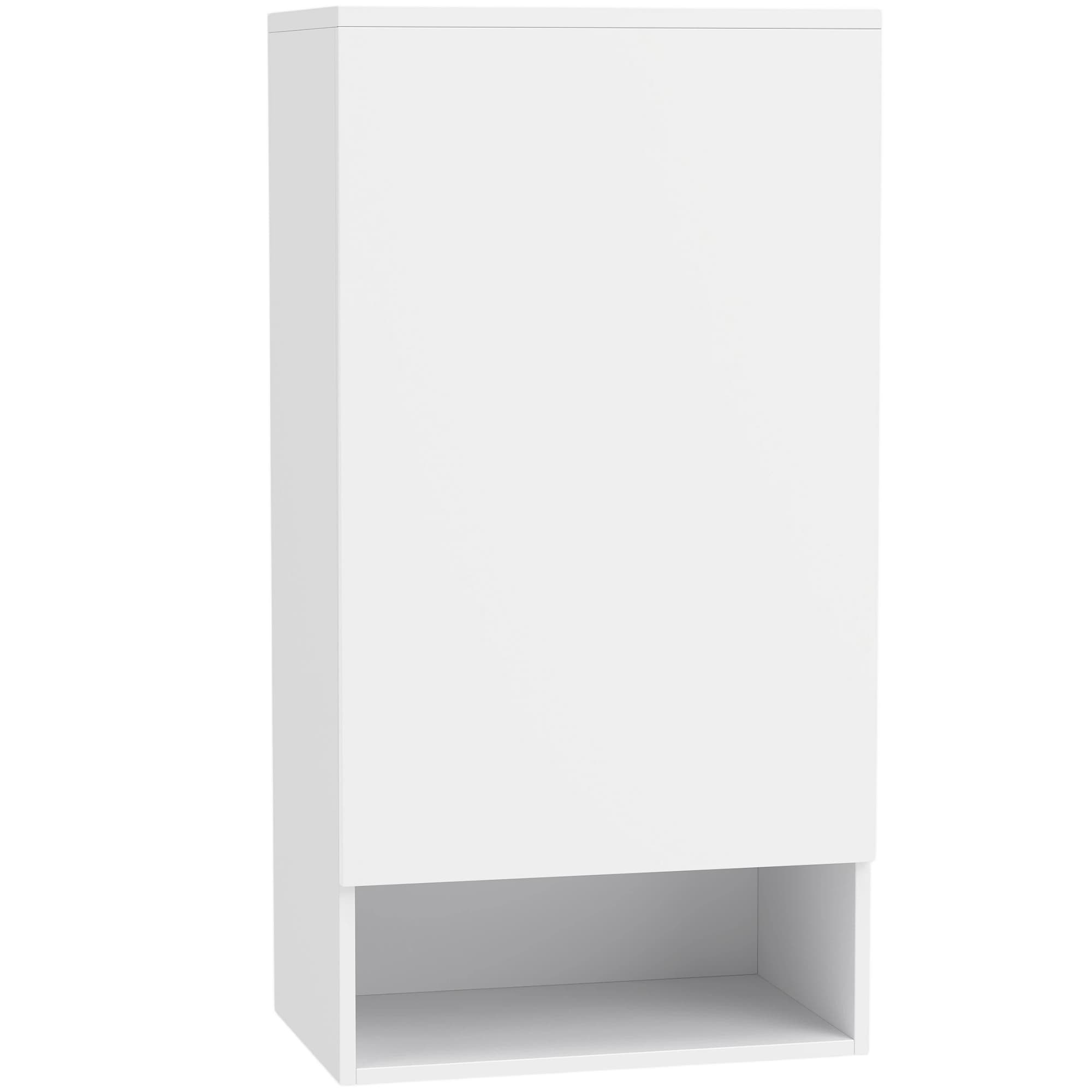 HOMCOM Armoire de salle de bain à fixer au mur, avec étagères réglables et porte, blanc