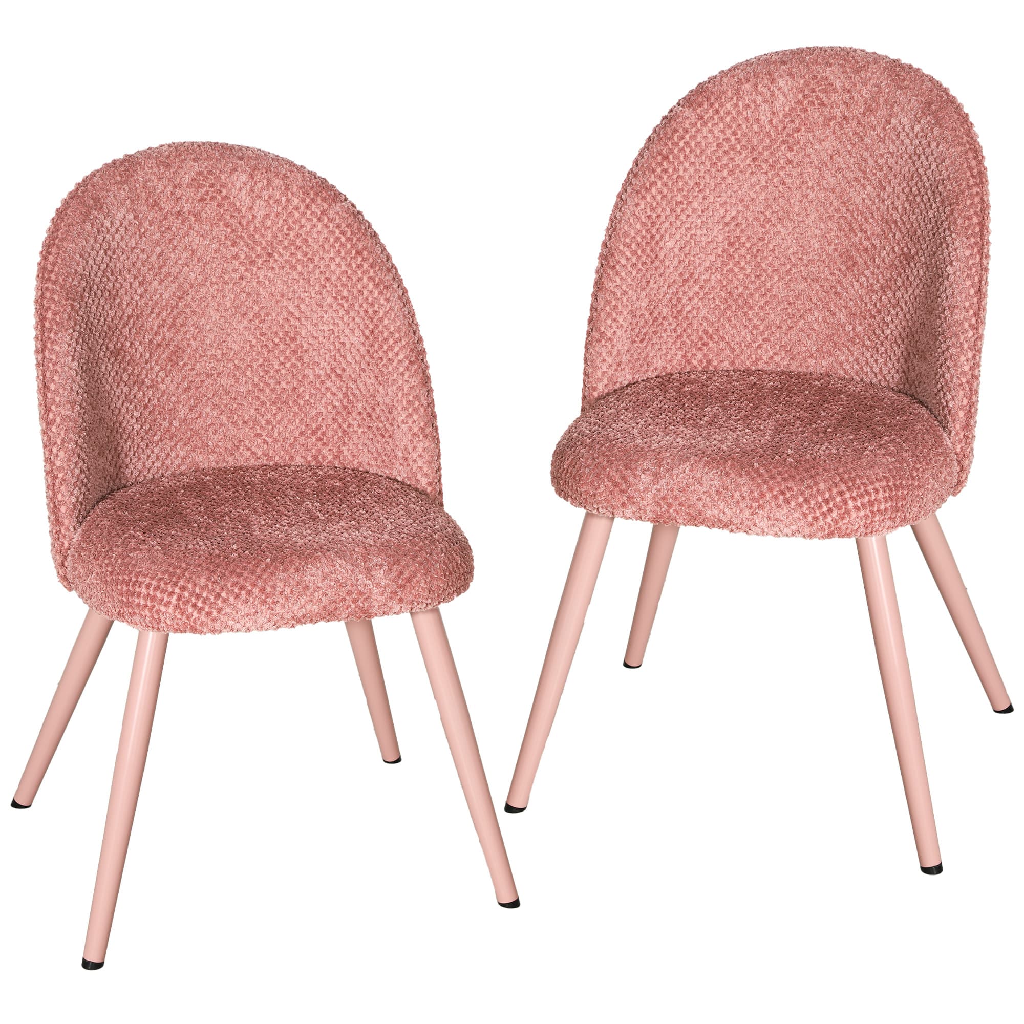 HOMCOM Lot 2 Chaises de Salle à Manger en Velours avec Assise Rembourrée, Rose