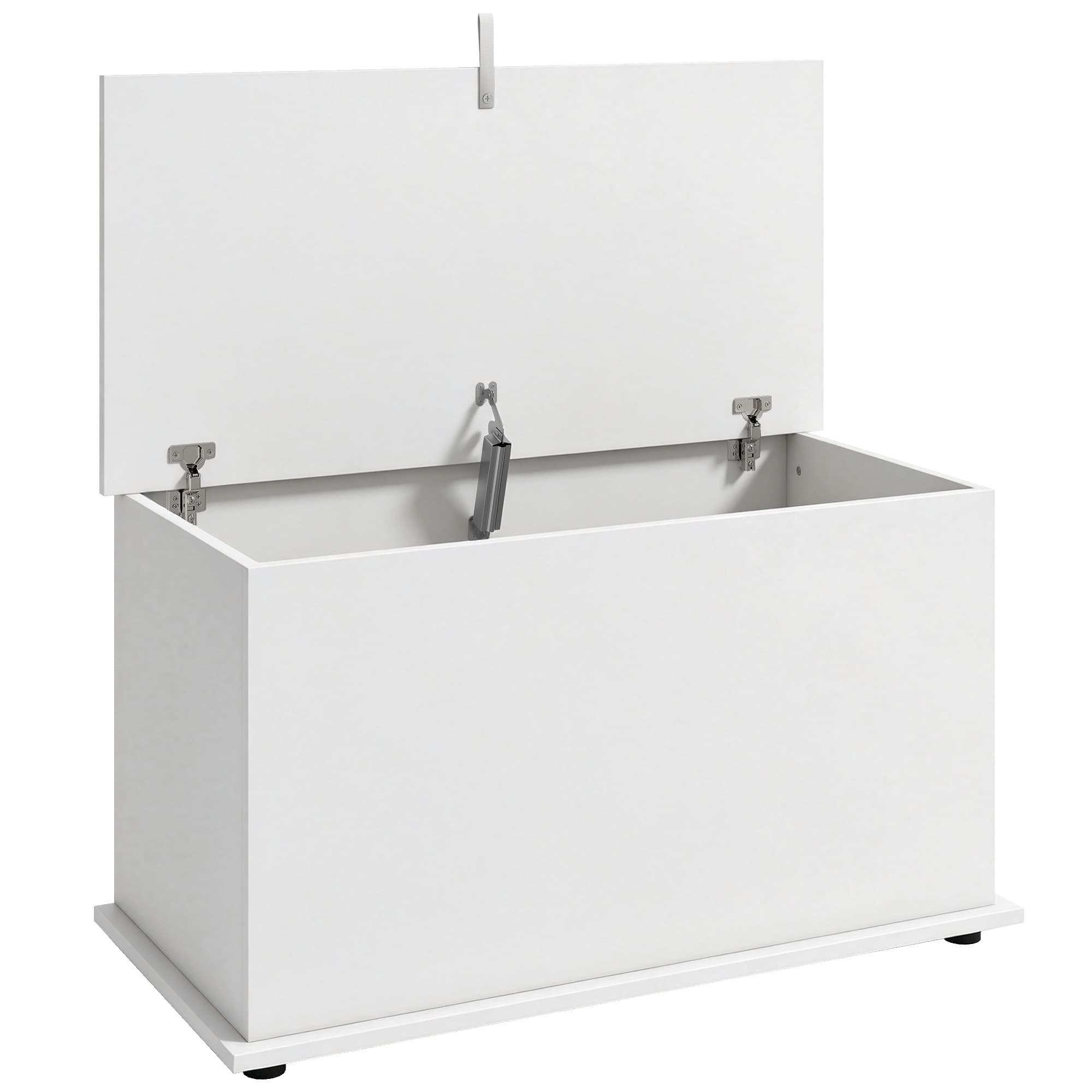 HOMCOM Coffre de Rangement, Banc de Rangement avec Couvercle Rabattable et Charnières de Sécurité, 80 x 40 x 45 cm, Blanc