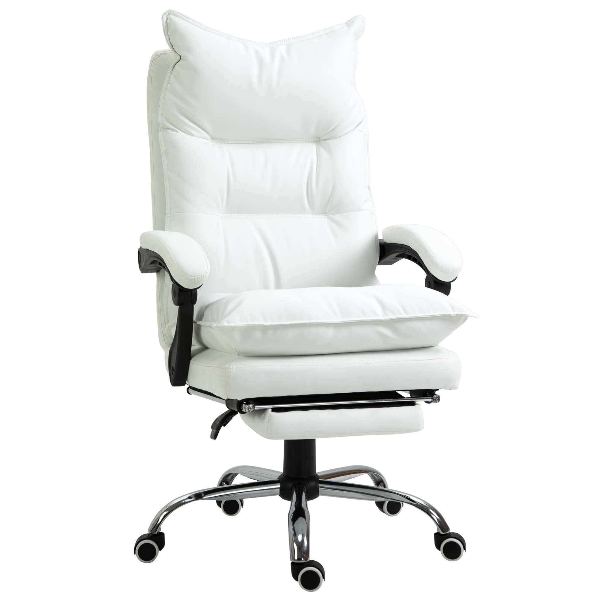 Vinsetto Fauteuil de bureau, chaise bureau ergonomique avec dossier inclinable, hauteur réglable, 66 x 72 x 130 cm, blanc