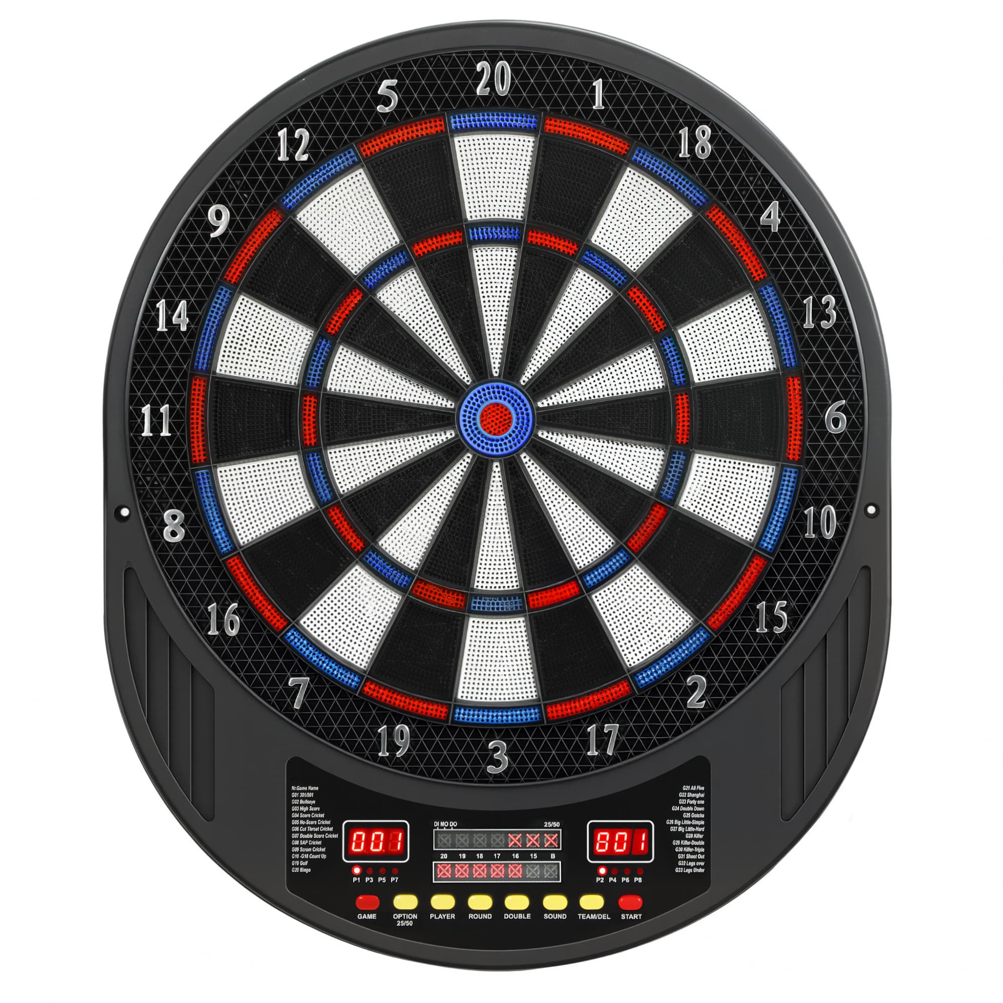 SPORTNOW Jeu de fléchettes électronique avec embouts souples, doubles écrans LED, 33 jeux, 202 variations, jusqu'à 8 joueurs