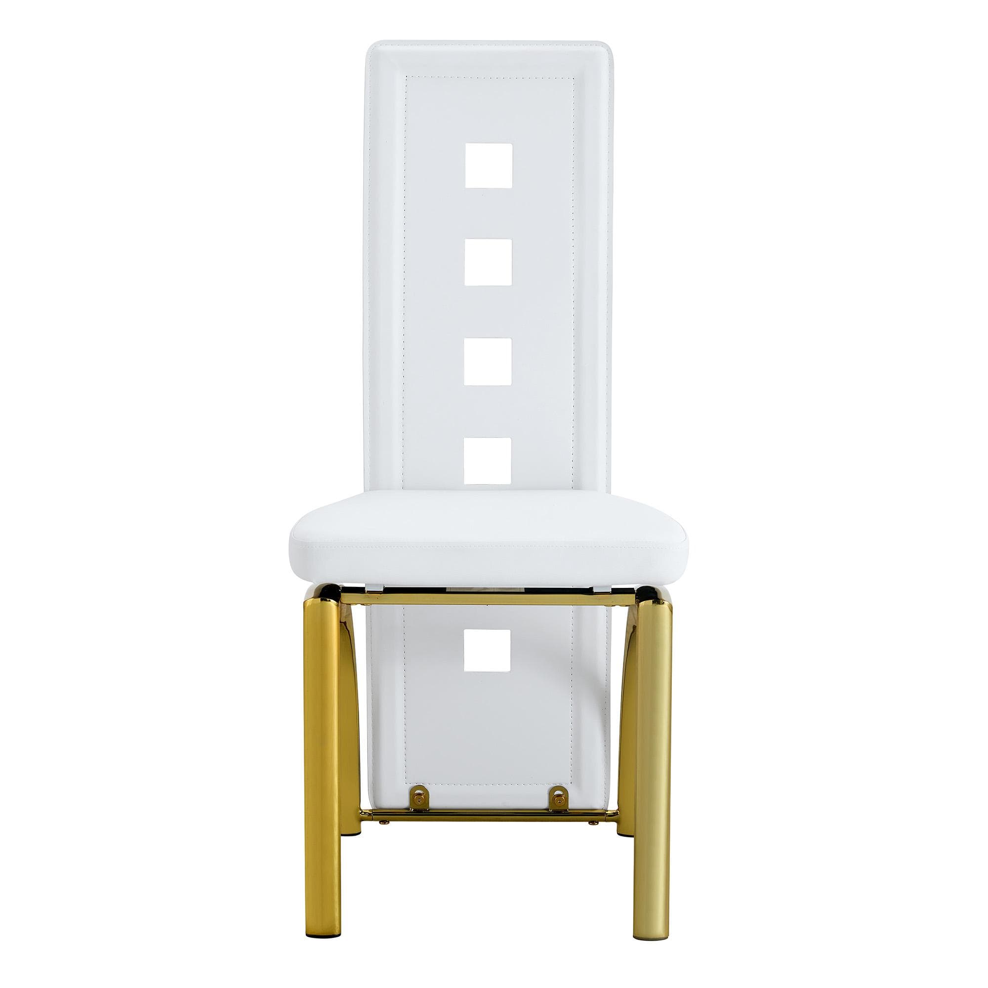 Chaise de salle à manger, Blanc+Doré Aosom France